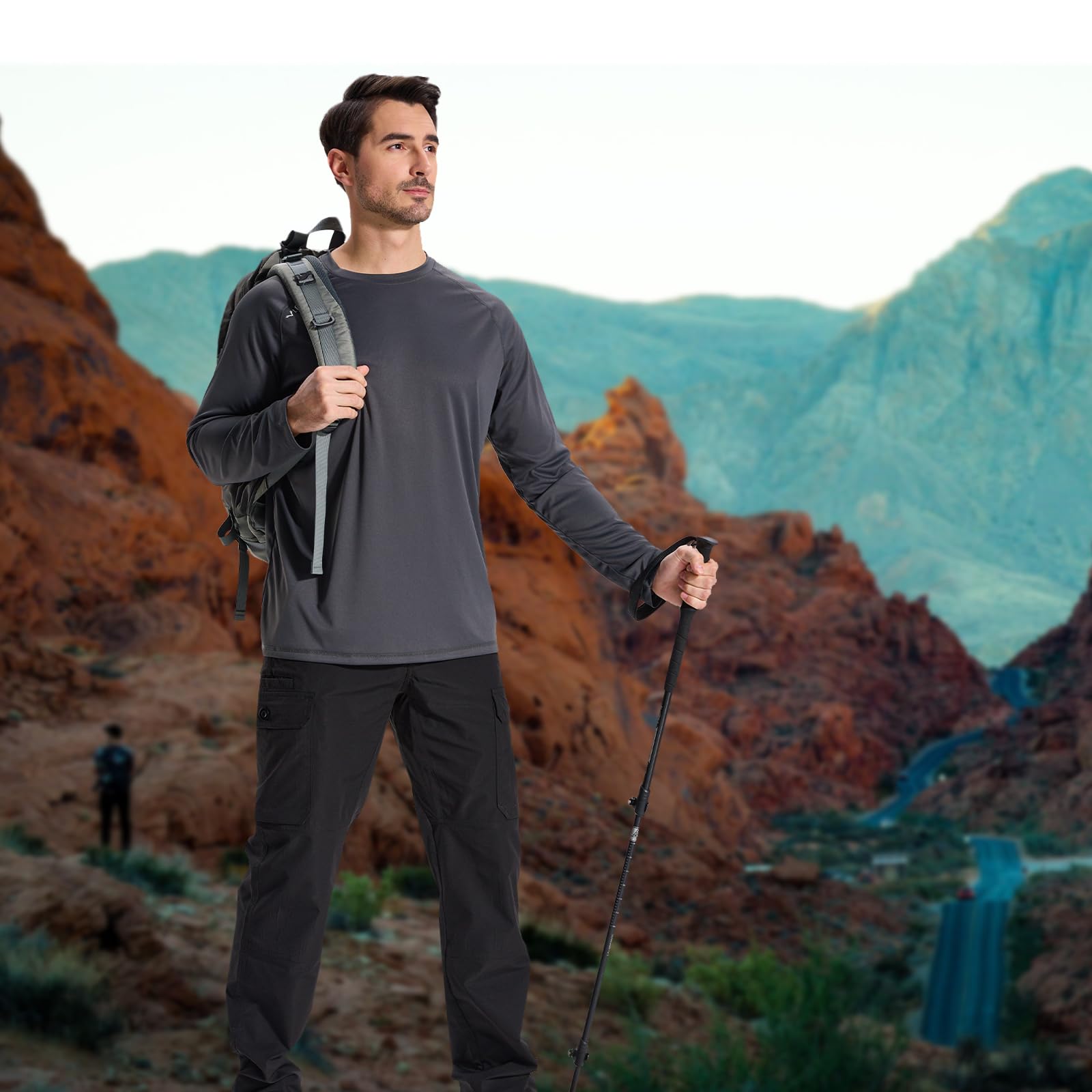 LOOGU Camo Hunting Pants 7 Pockets Black+Black H70