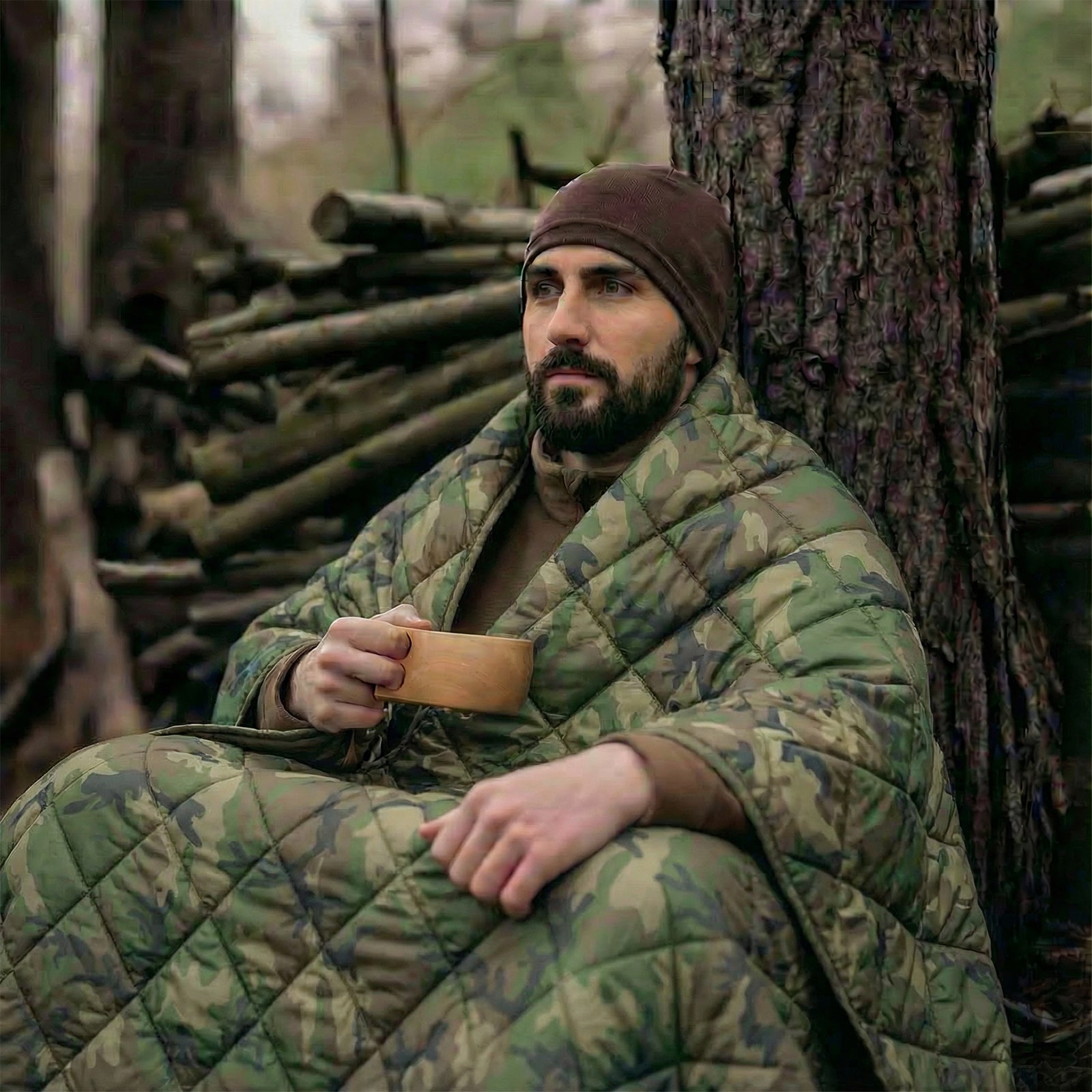 LOOGU – couverture camouflage Woobie imperméable, doublure de poncho pour le camping en plein air, la randonnée, la chasse, la survie, la randonnée, le pique-nique