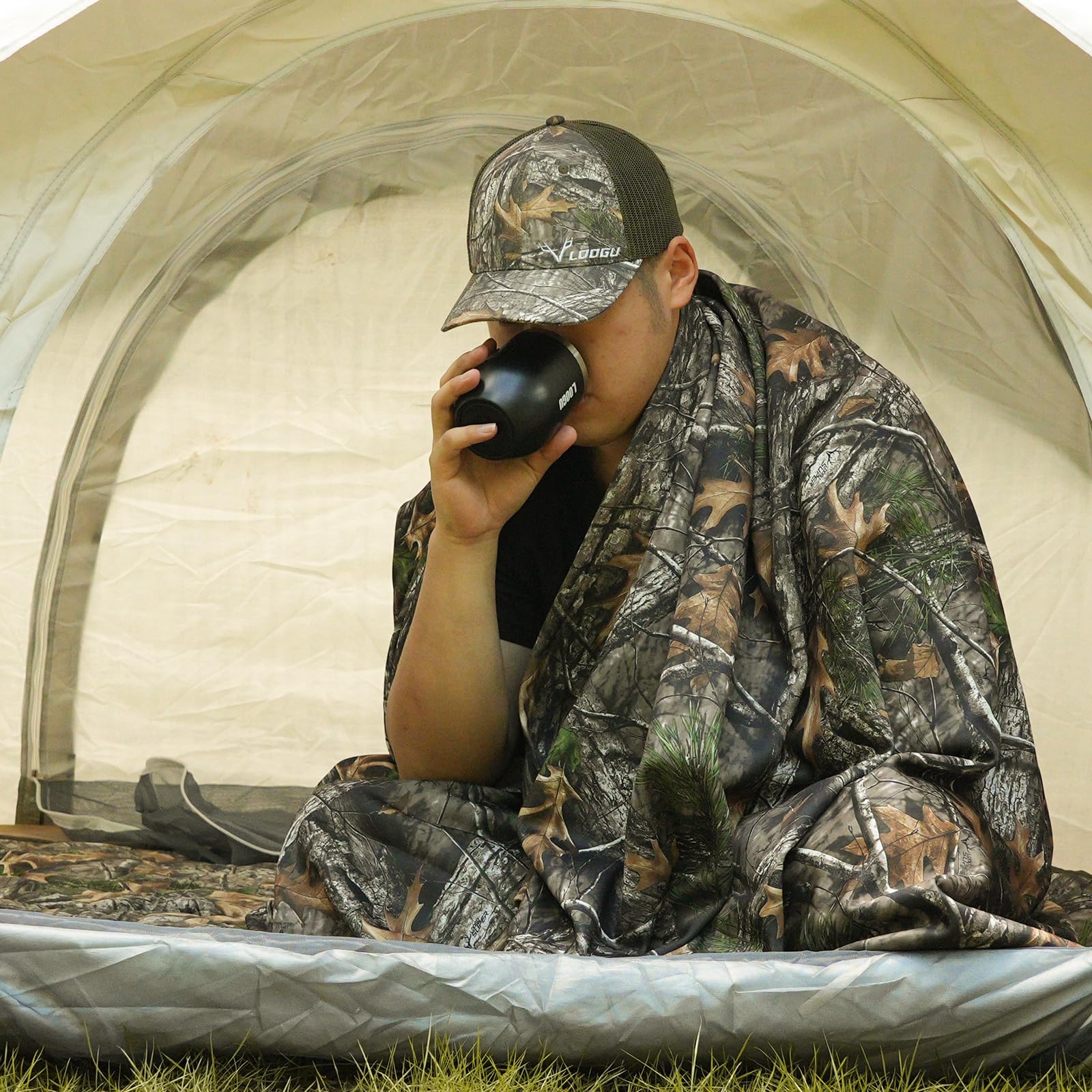 LOOGU – couverture camouflage Woobie imperméable, doublure de poncho pour le camping en plein air, la randonnée, la chasse, la survie, la randonnée, le pique-nique