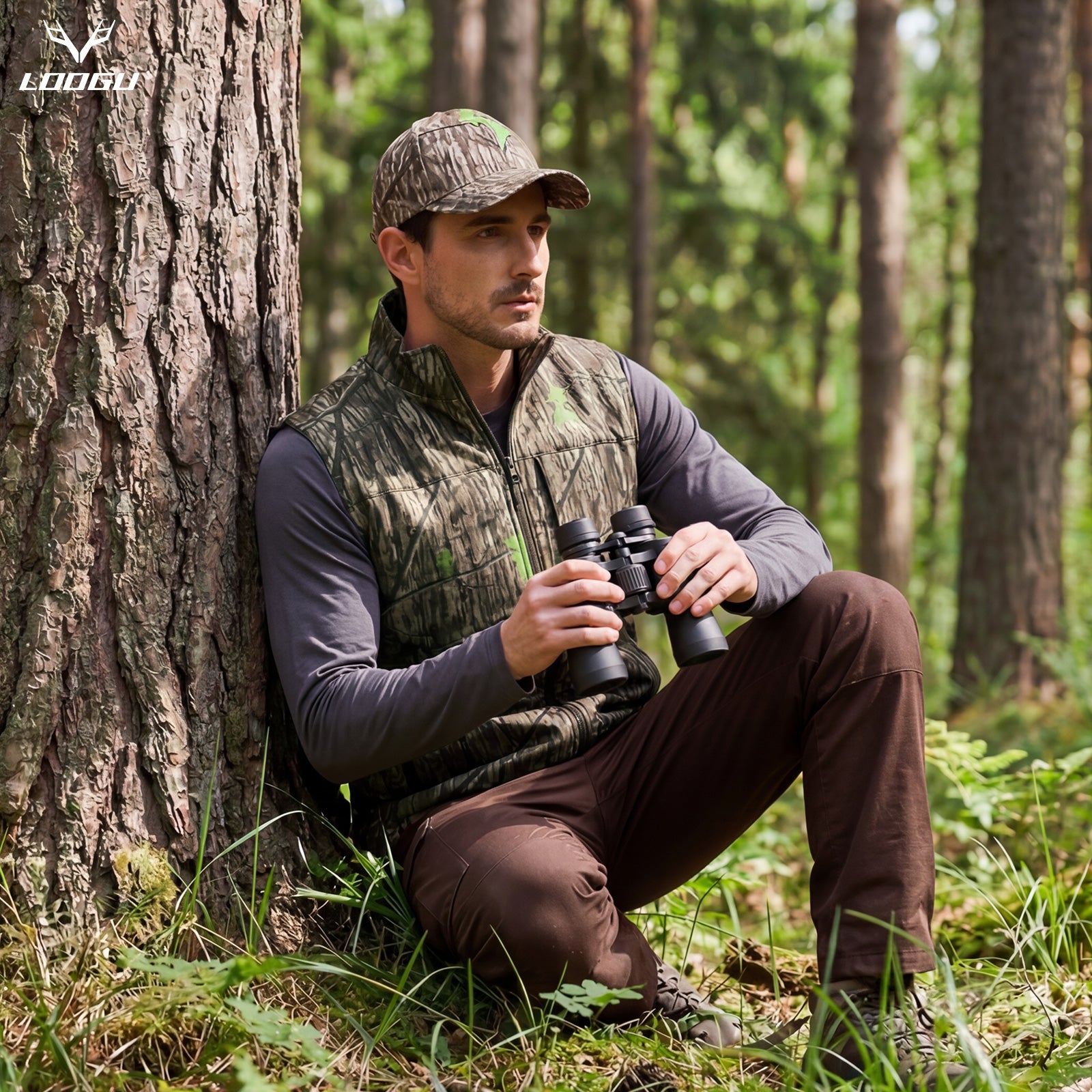 LOOGU Men’s Camo Hunting Vest Lightweight with Pockets M30