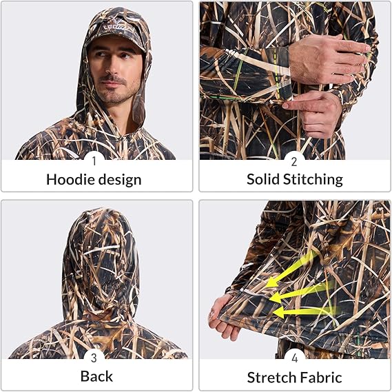 LOOGU Hunting Fleece Zipper Hoodie-Grass Shadow Camo D50