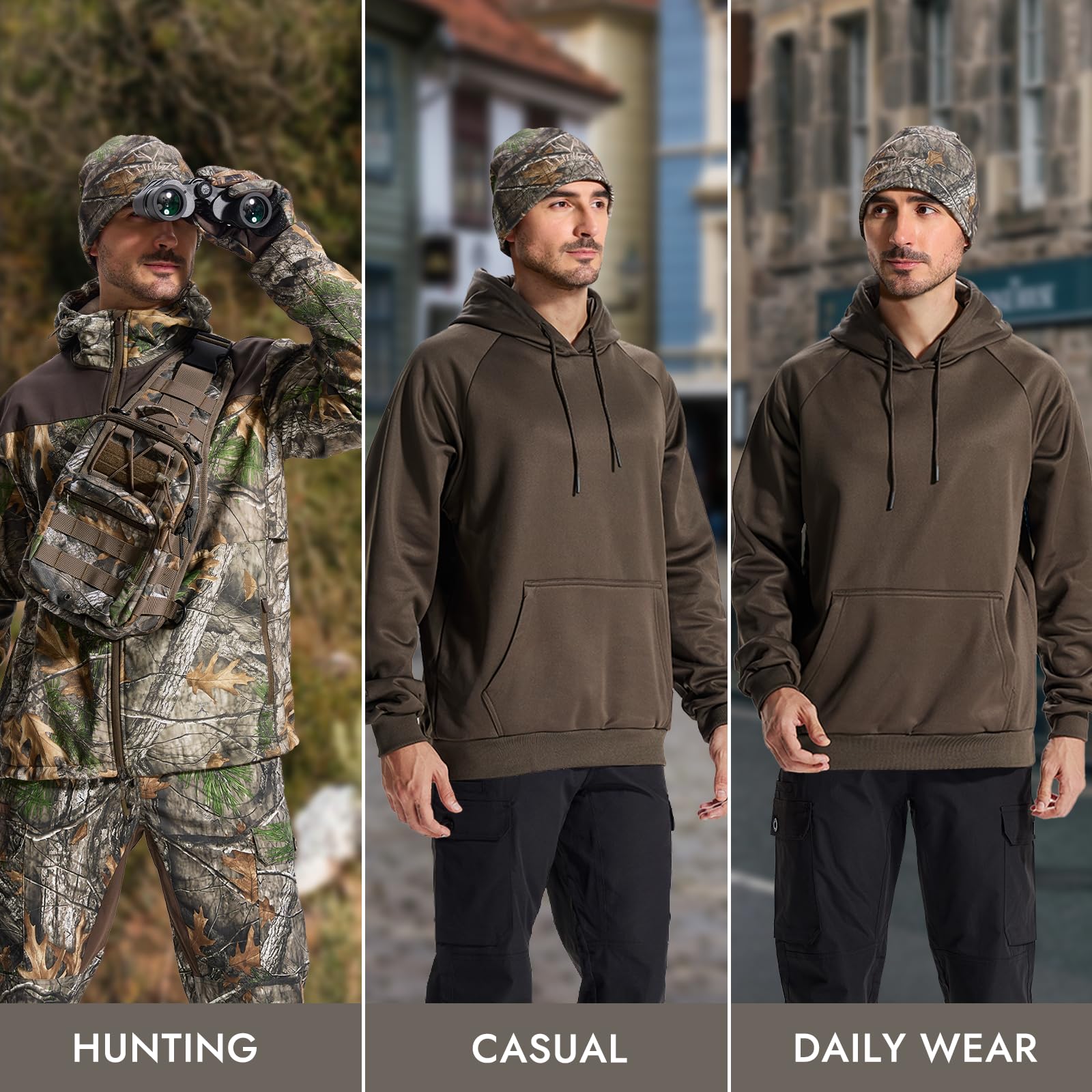 LOOGU Unisex Camo Beanie Hat for Hunting B08