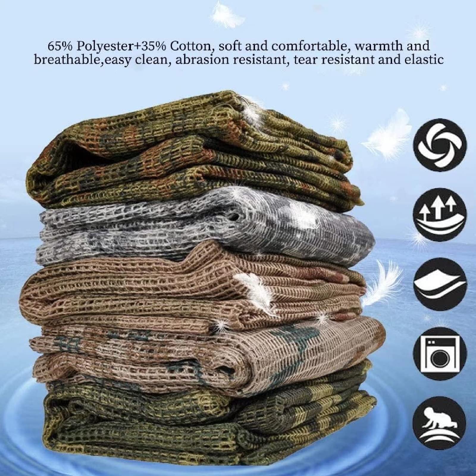 LOOGU Camouflage Netting, Tactical Mesh Net Camo Scarf with Double-sided Prints for Wargame,Sports & Other Outdoor Activities