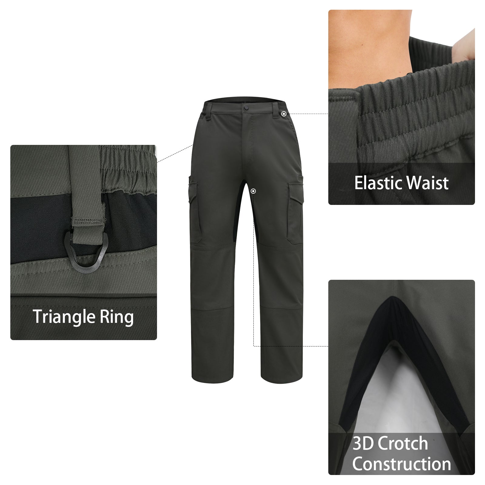 LOOGU Men's Water Resistant Tactical Pants Cargo Pants Charcoal Gray H61