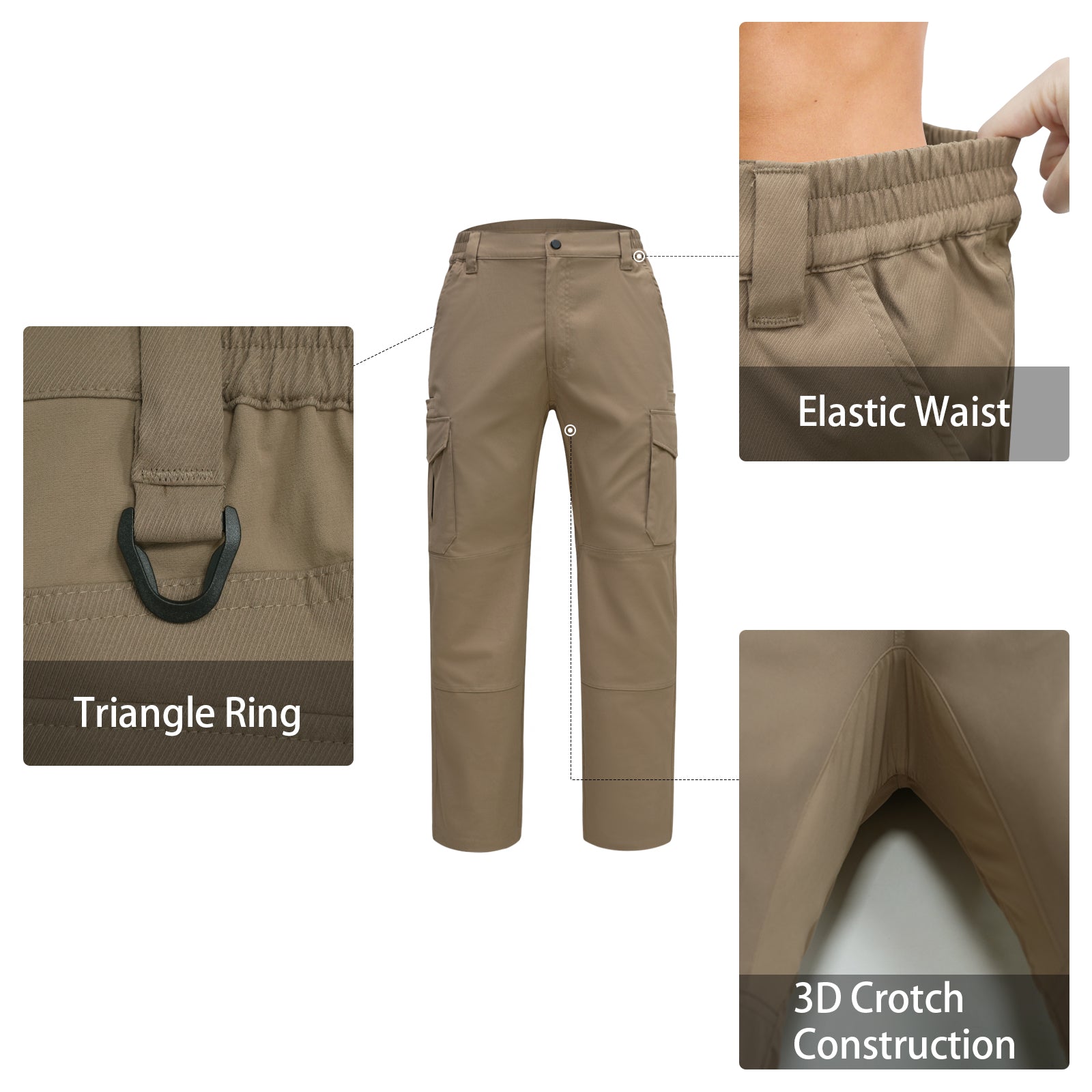 LOOGU Men's Water Resistant Tactical Pants Cargo Pants Khaki H61