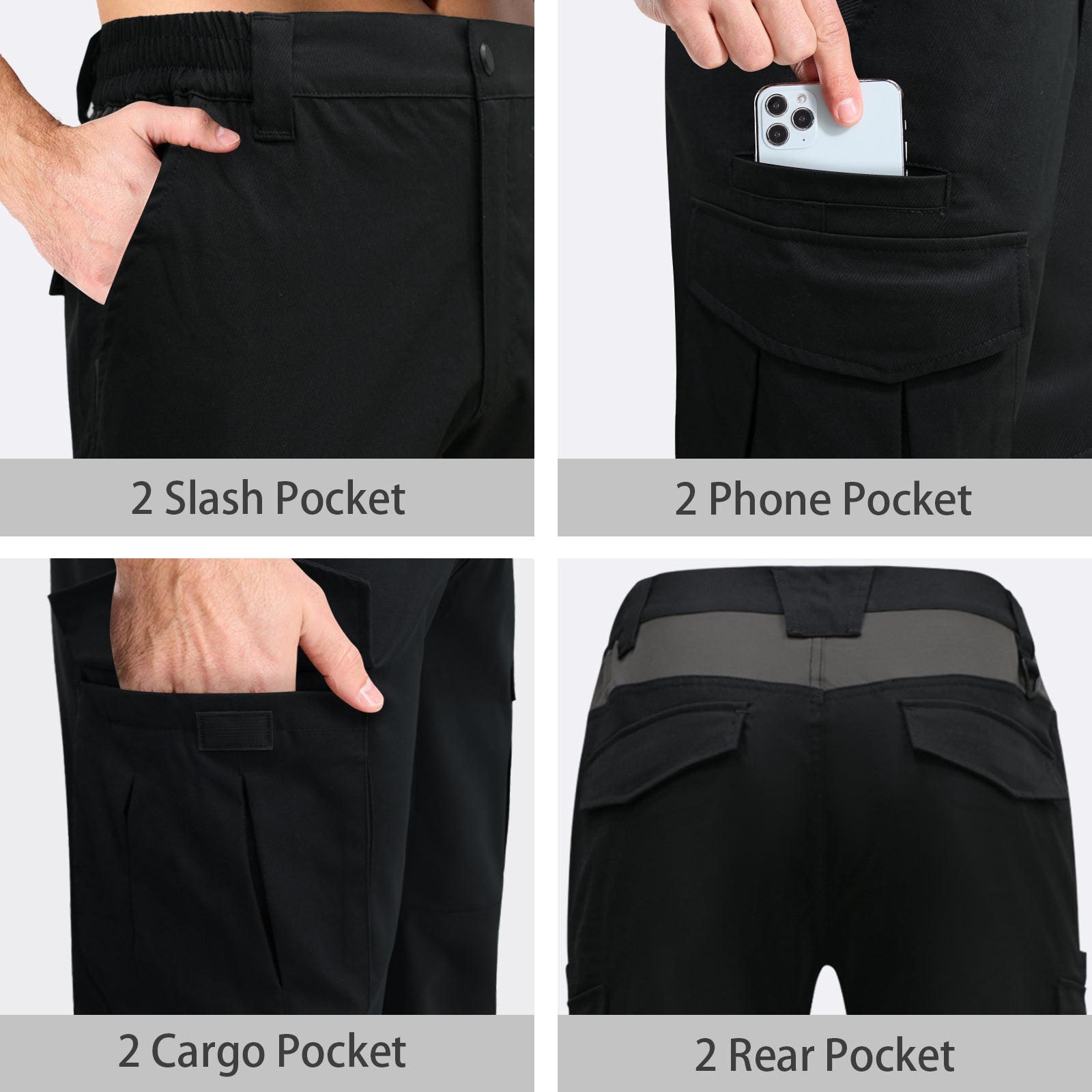 LOOGU Men's Water Resistant Tactical Pants Cargo Pants Break H61