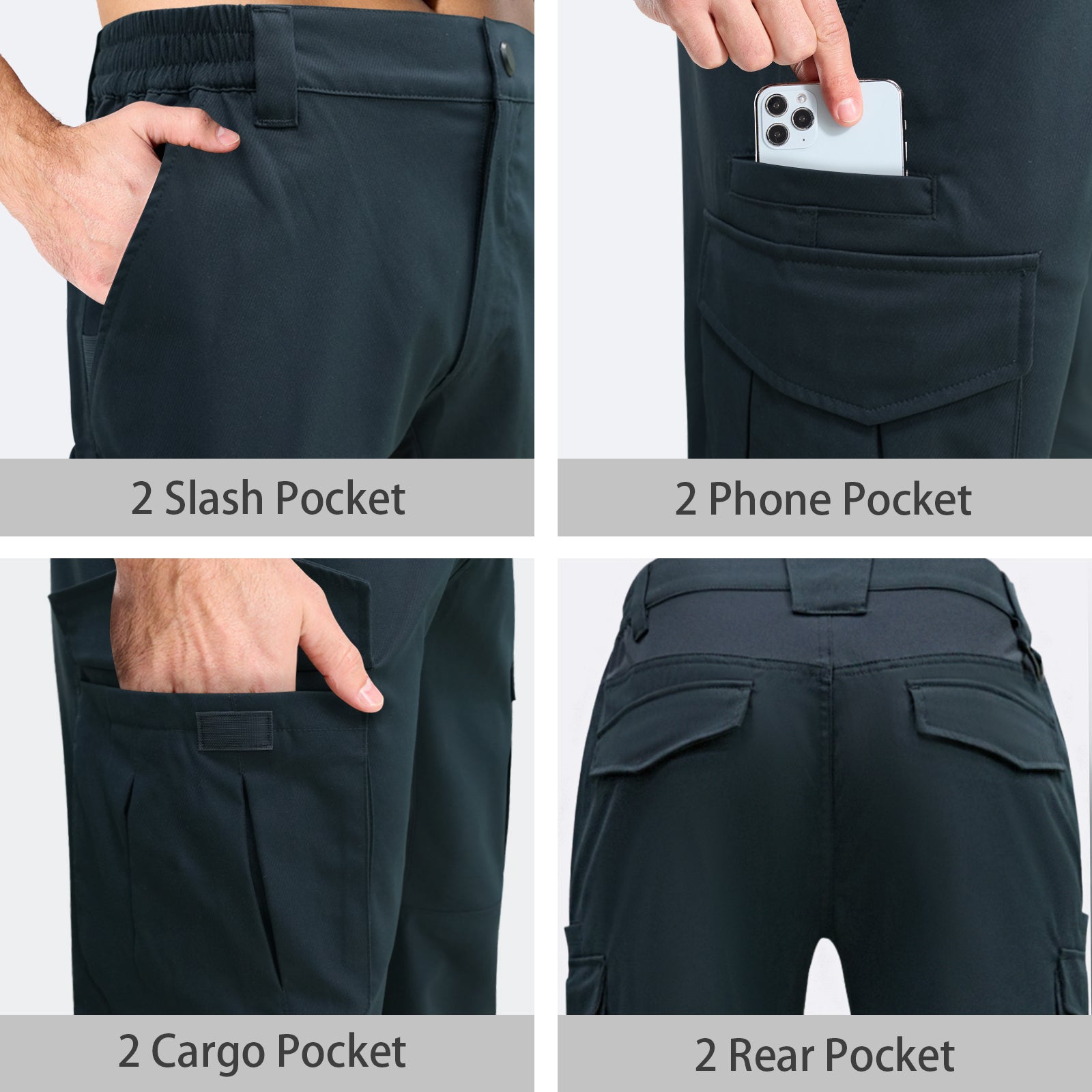 LOOGU Men's Water Resistant Tactical Pants Cargo Pants Navy H61