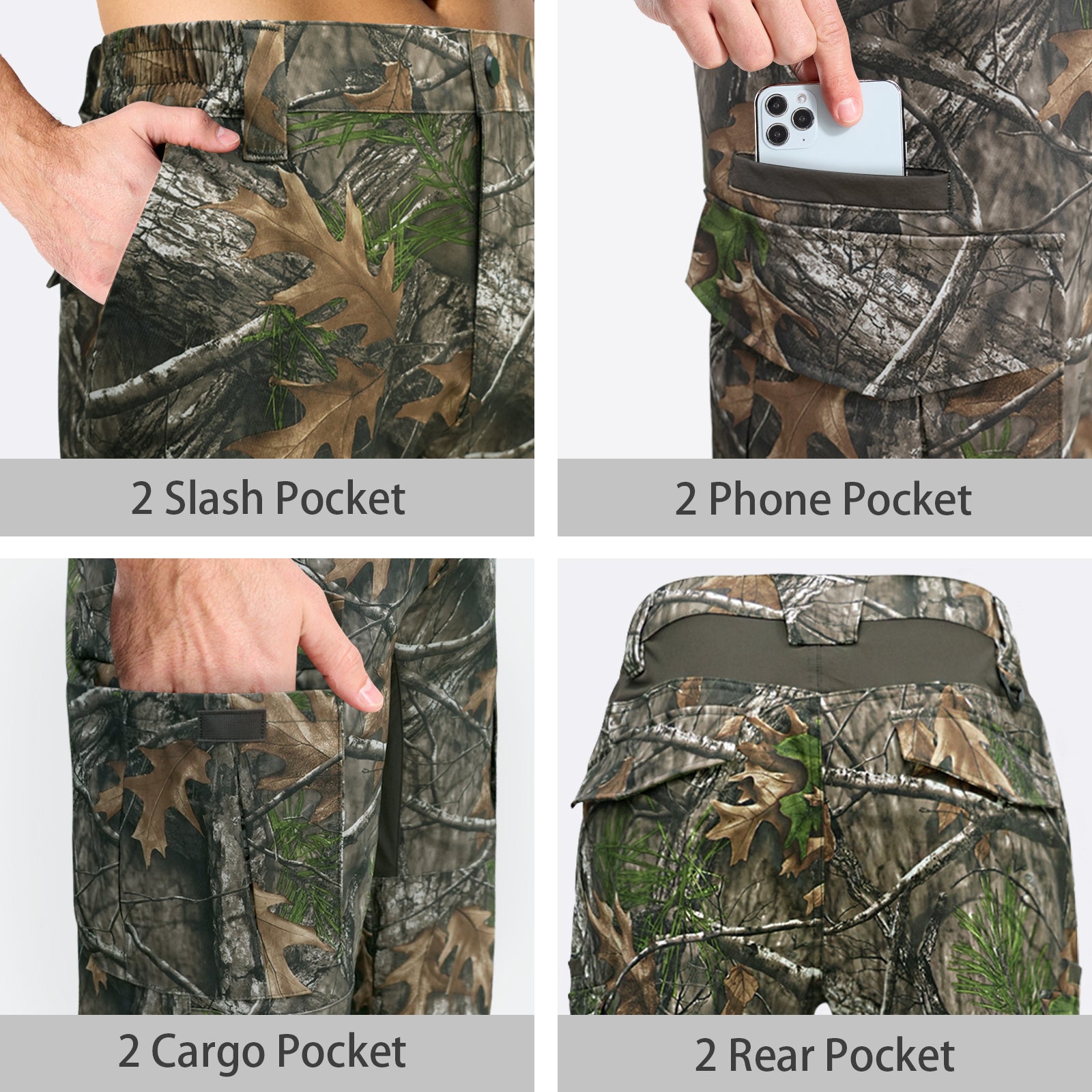 LOOGU Men's Water Resistant Tactical Pants Cargo Pants Super Tree Camo H61