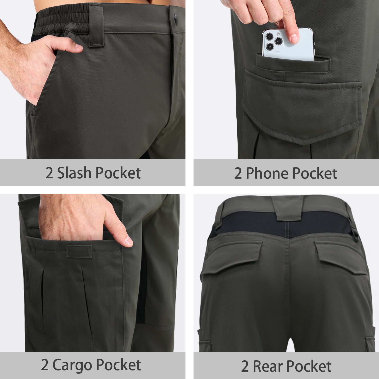 LOOGU Men's Water Resistant Tactical Pants Cargo Pants Charcoal Gray H61