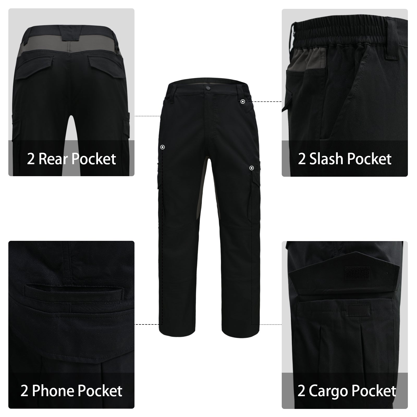 LOOGU Men's Water Resistant Tactical Pants Cargo Pants Break H61