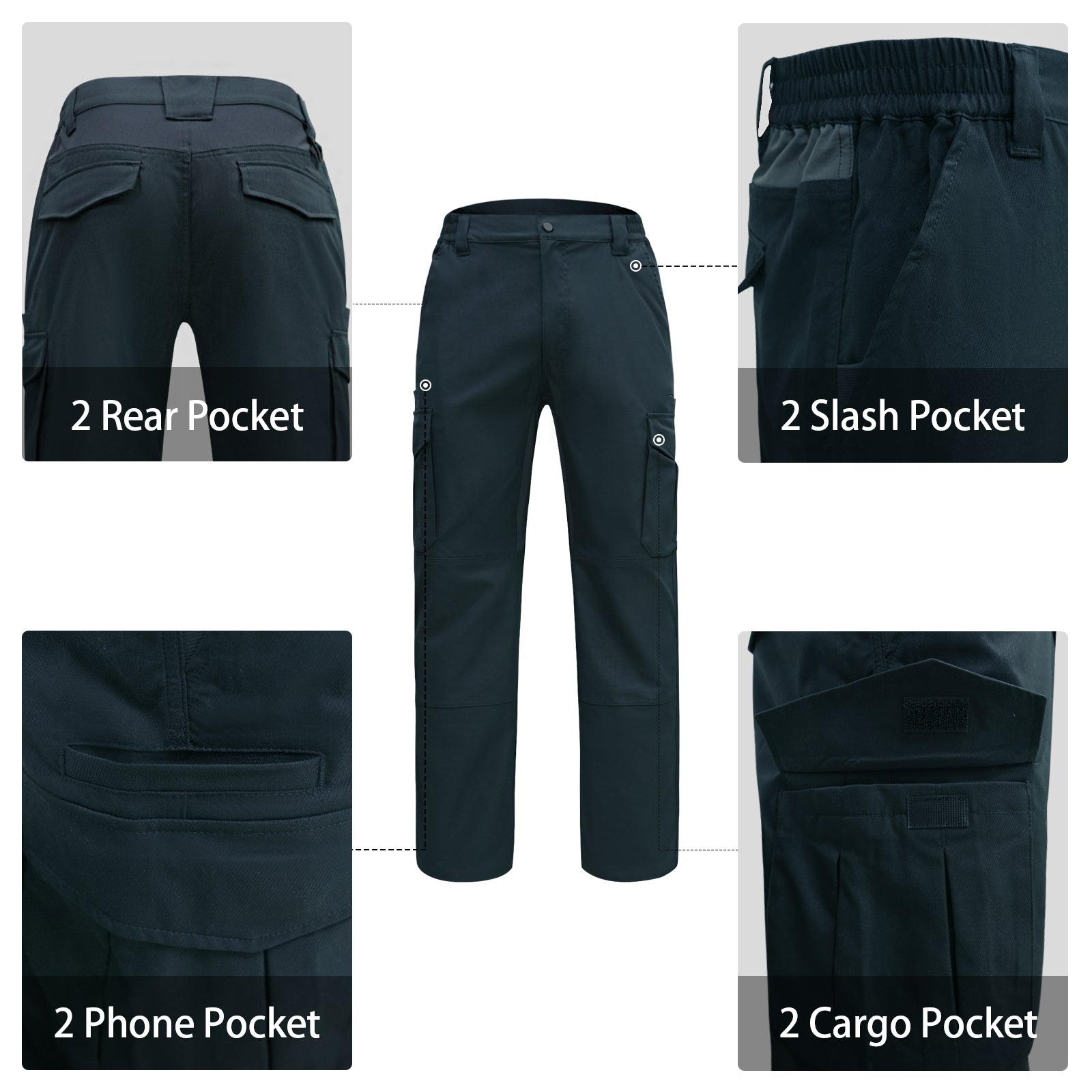 LOOGU Men's Water Resistant Tactical Pants Cargo Pants Navy H61
