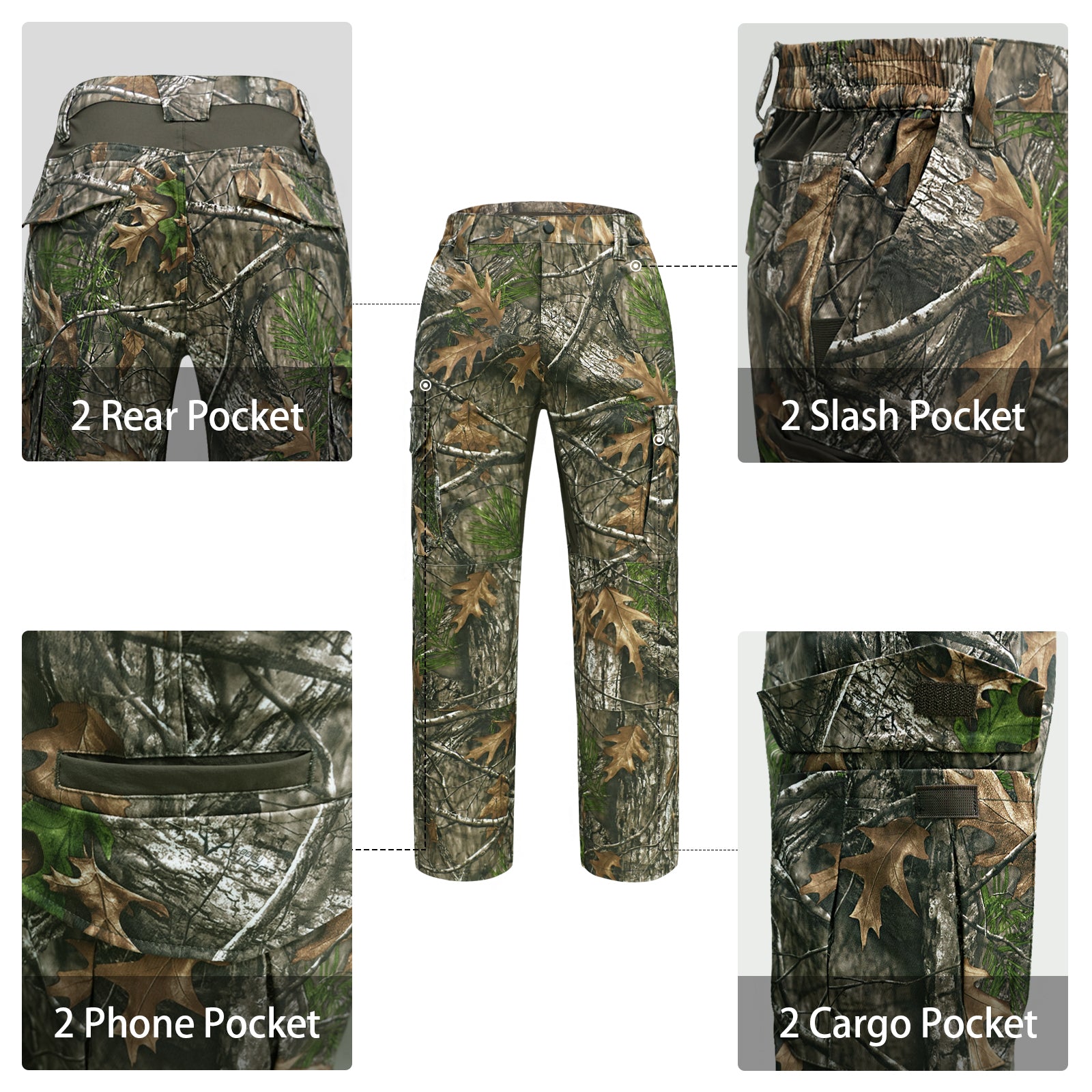 LOOGU Men's Water Resistant Tactical Pants Cargo Pants Super Tree Camo H61