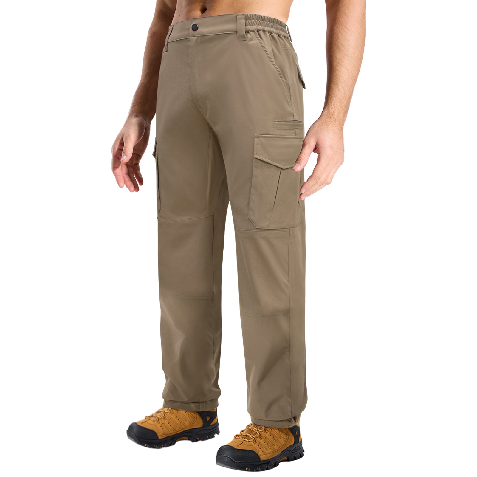 LOOGU Men's Water Resistant Tactical Pants Cargo Pants Khaki H61