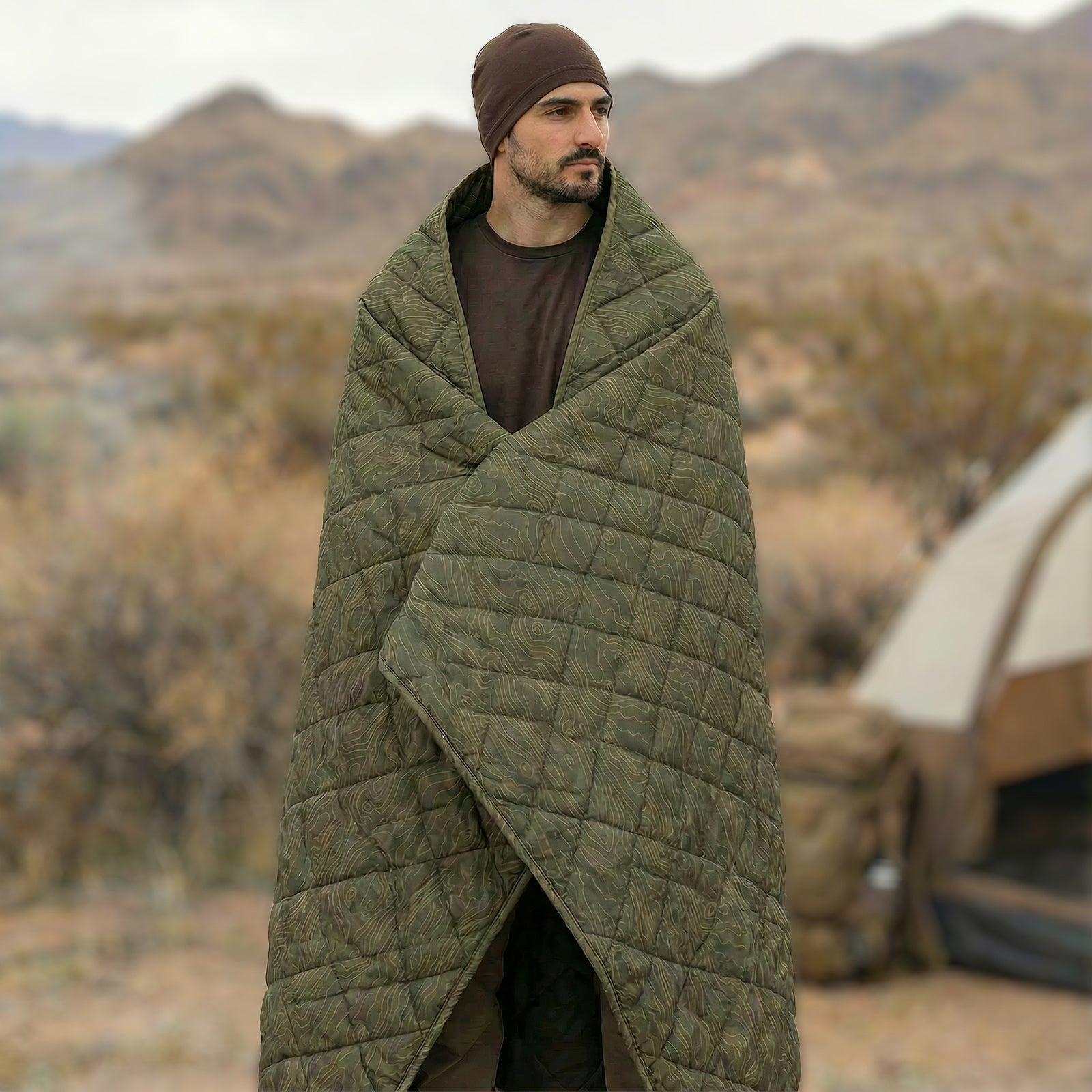 LOOGU – couverture camouflage Woobie imperméable, doublure de poncho pour le camping en plein air, la randonnée, la chasse, la survie, la randonnée, le pique-nique