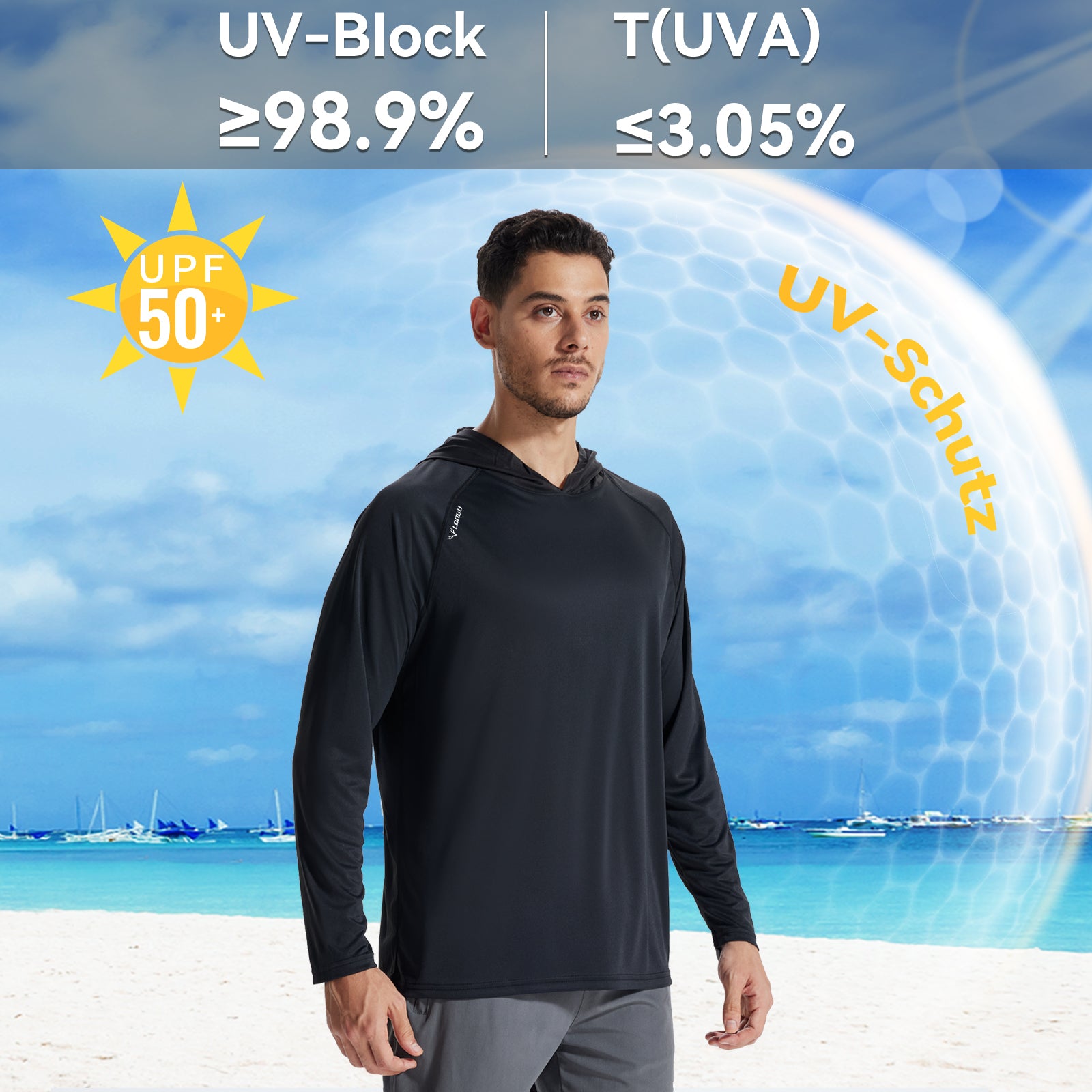 LOOGU Men’s Hoodie Long Sleeve Shirt Black T70