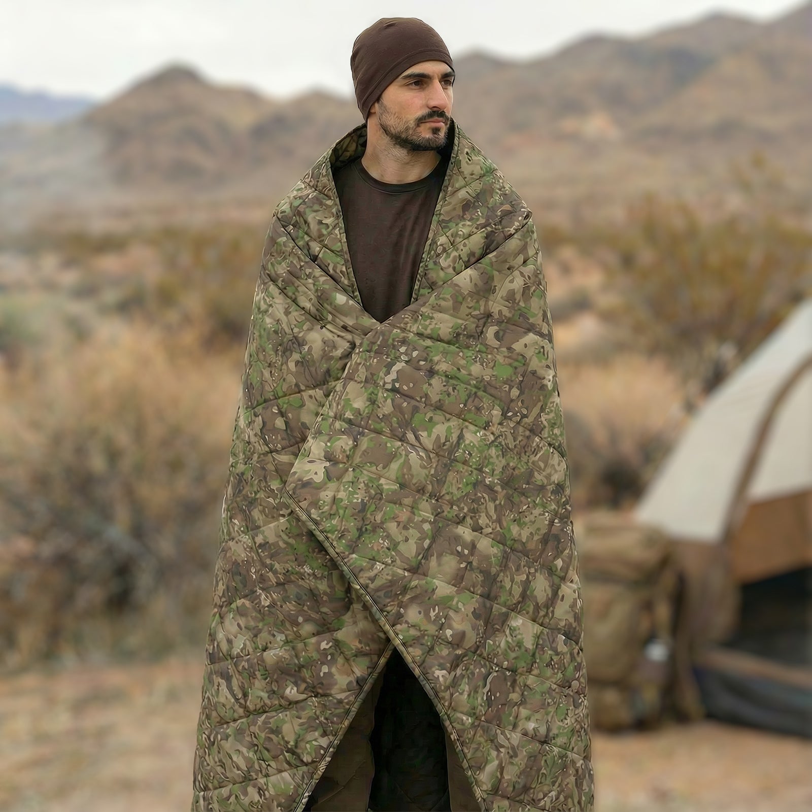 LOOGU – couverture camouflage Woobie imperméable, doublure de poncho pour le camping en plein air, la randonnée, la chasse, la survie, la randonnée, le pique-nique