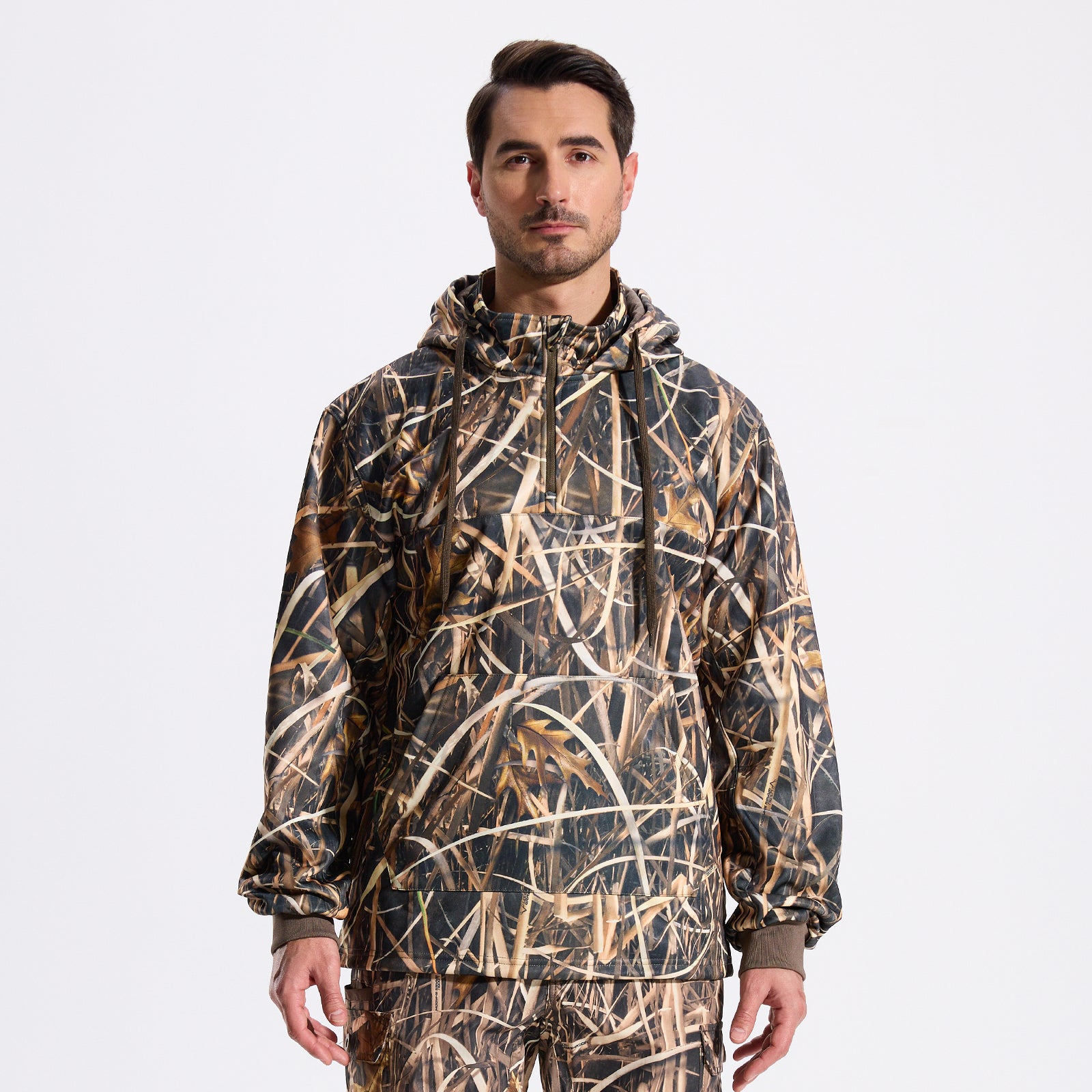 LOOGU Hunting Fleece Zipper Hoodie-Grass Shadow Camo D50