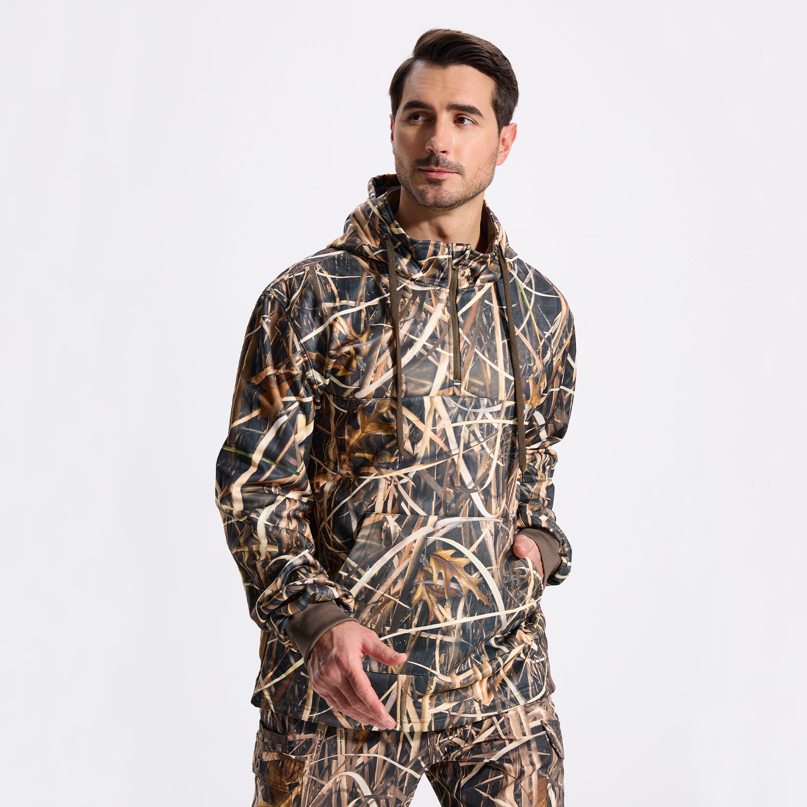 LOOGU Hunting Fleece Zipper Hoodie-Grass Shadow Camo D50