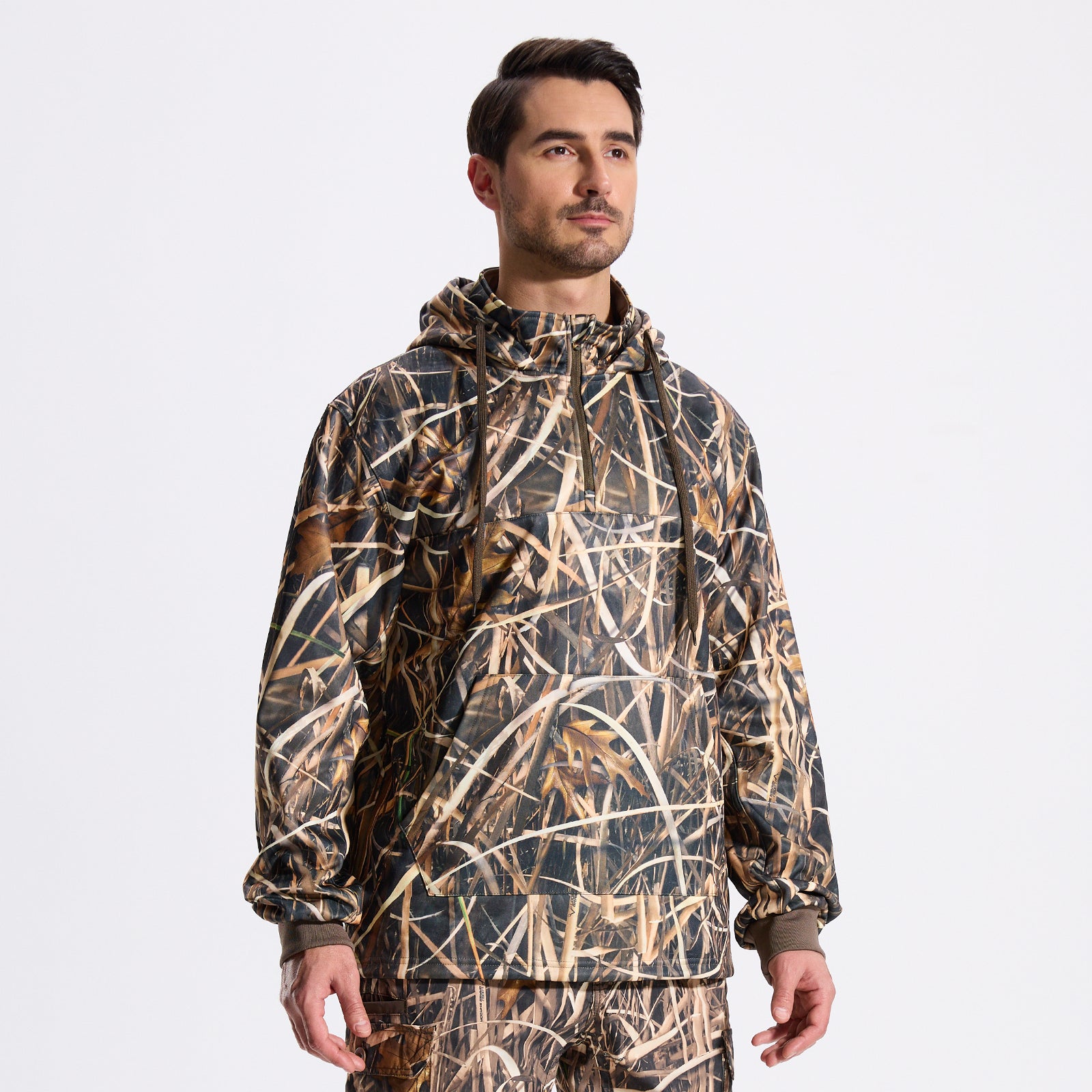 LOOGU Hunting Fleece Zipper Hoodie-Grass Shadow Camo D50