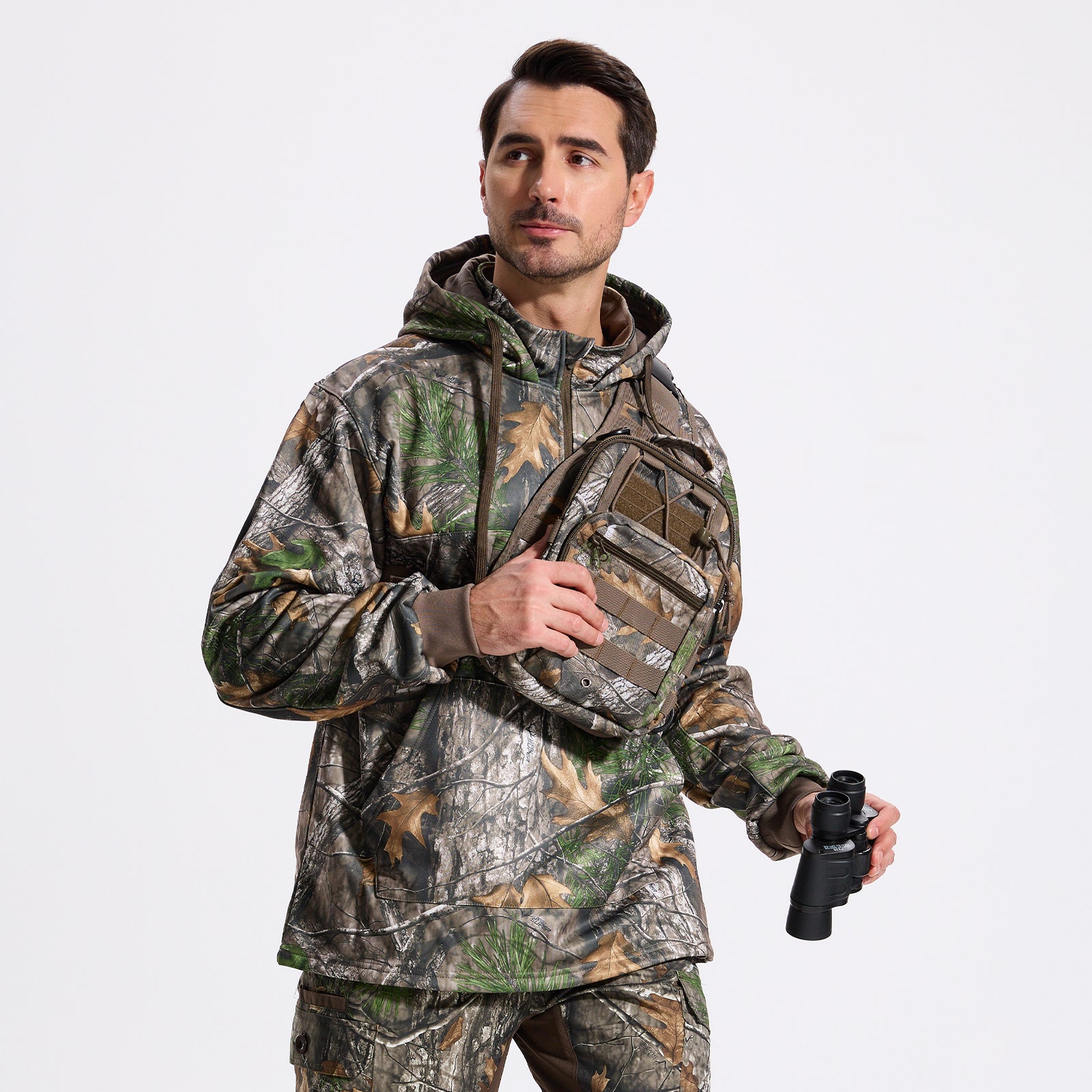 LOOGU Hunting Fleece Zipper Hoodie-Super Tree Camo D50