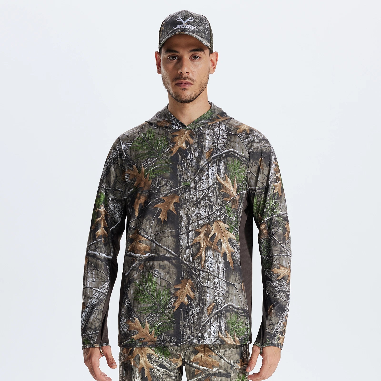 LOOGU Men's Fishing Hoodie Shirts Super Tree Camo T71