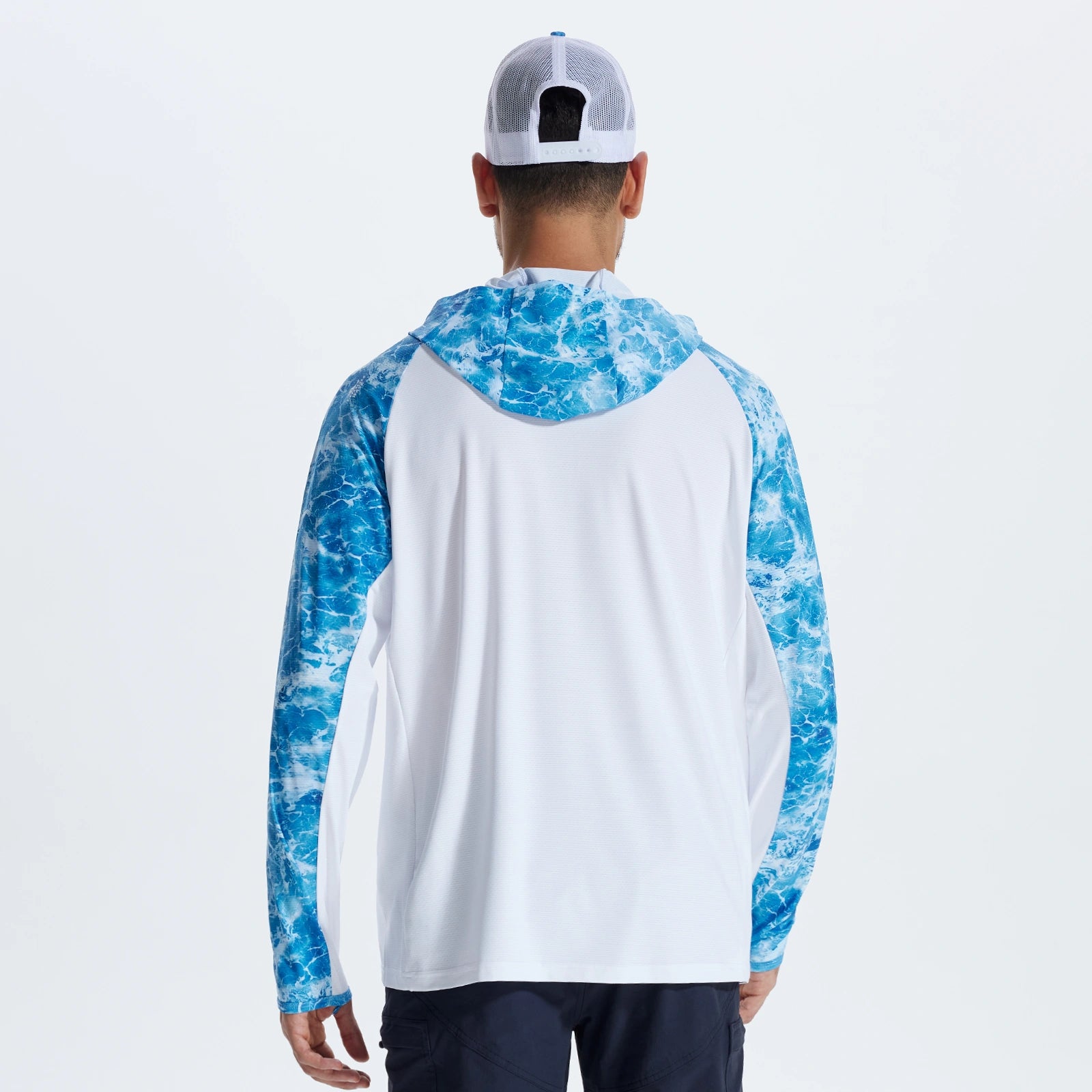 LOOGU Men’s Fishing Hoodie Wave Light Blue T71-LG