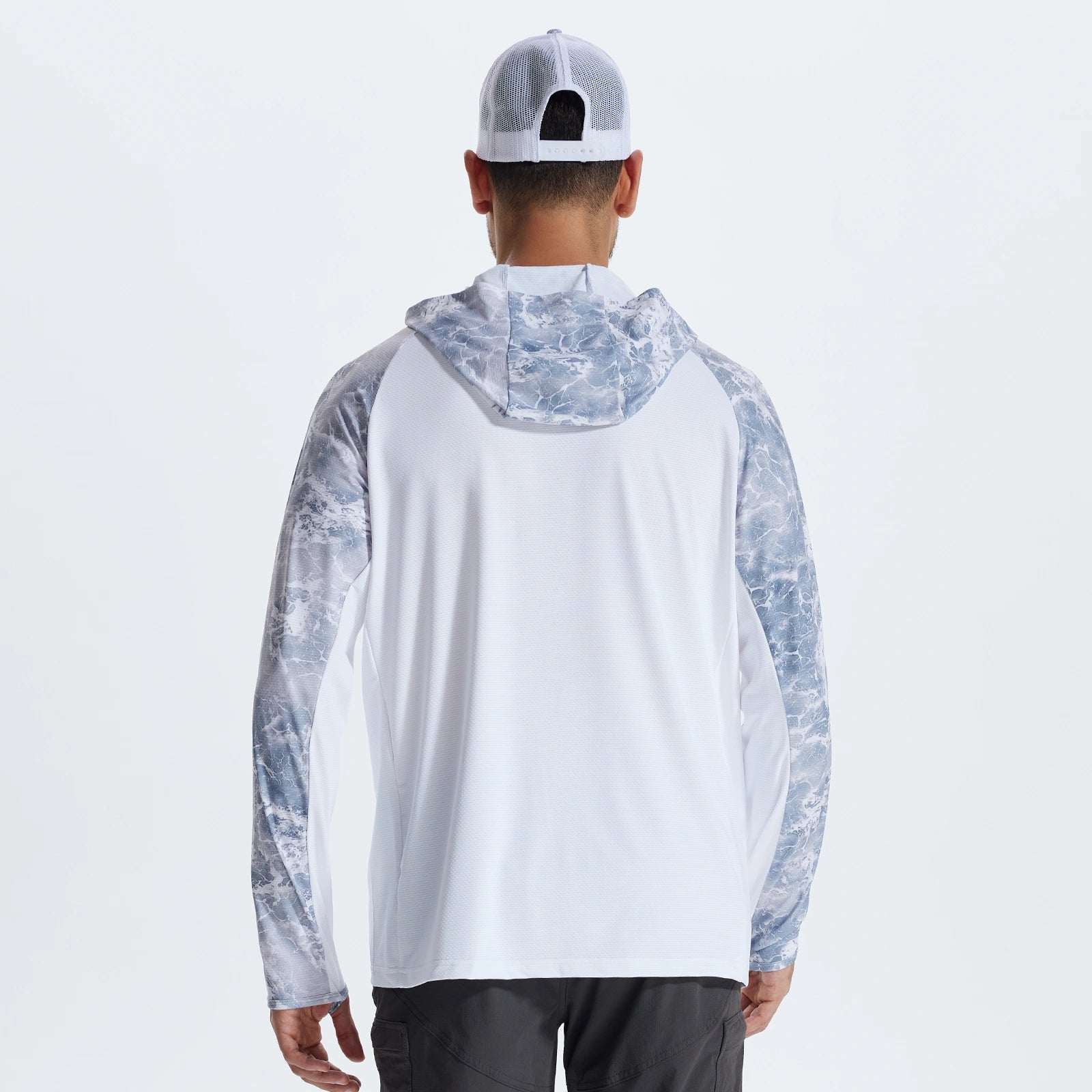 LOOGU Men’s Fishing Hoodie Wave Light Grey T71-LG