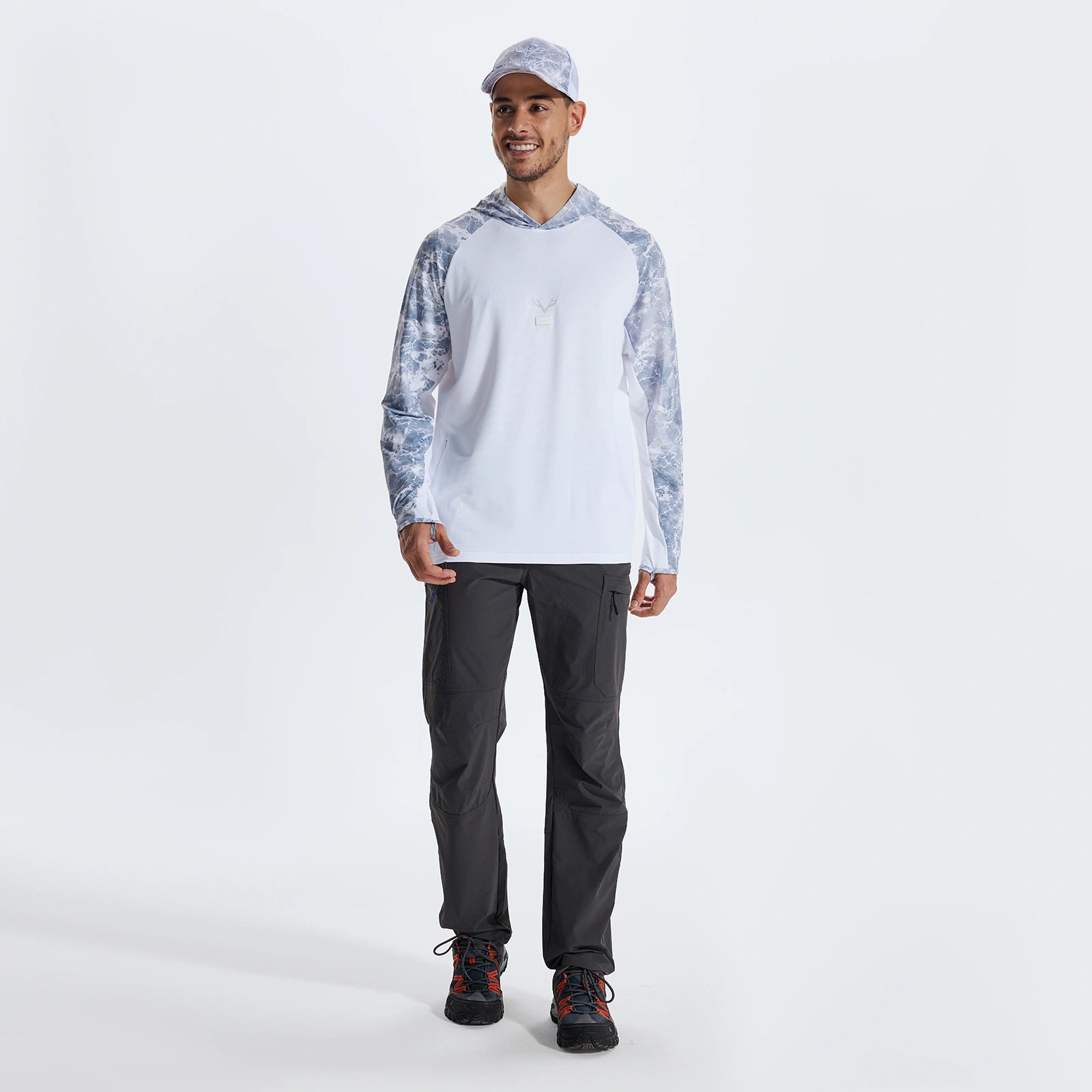 LOOGU Men’s Fishing Hoodie Wave Light Grey T71-LG