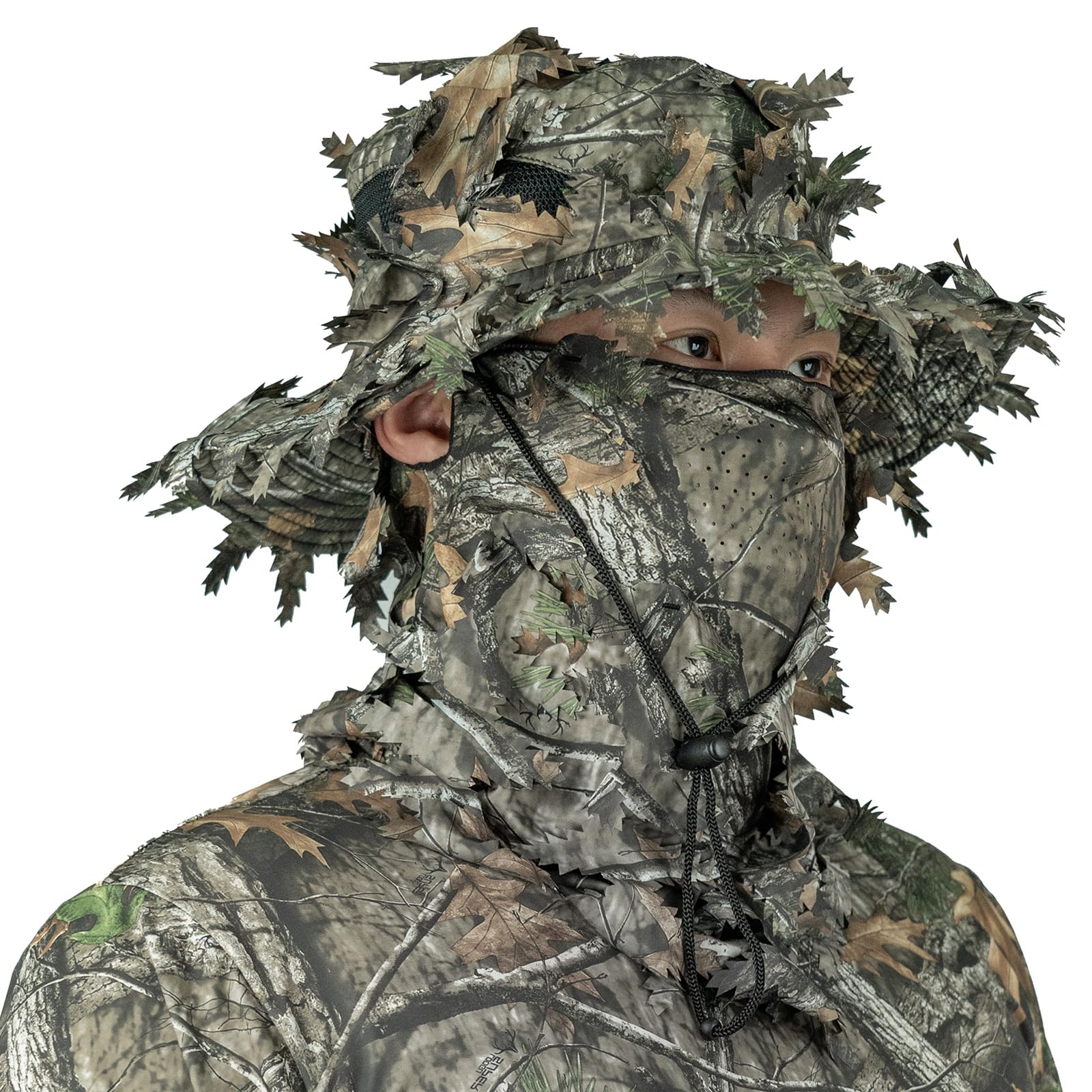LOOGU Camouflage 2-piece set (fisherman hat+leaves face mask)