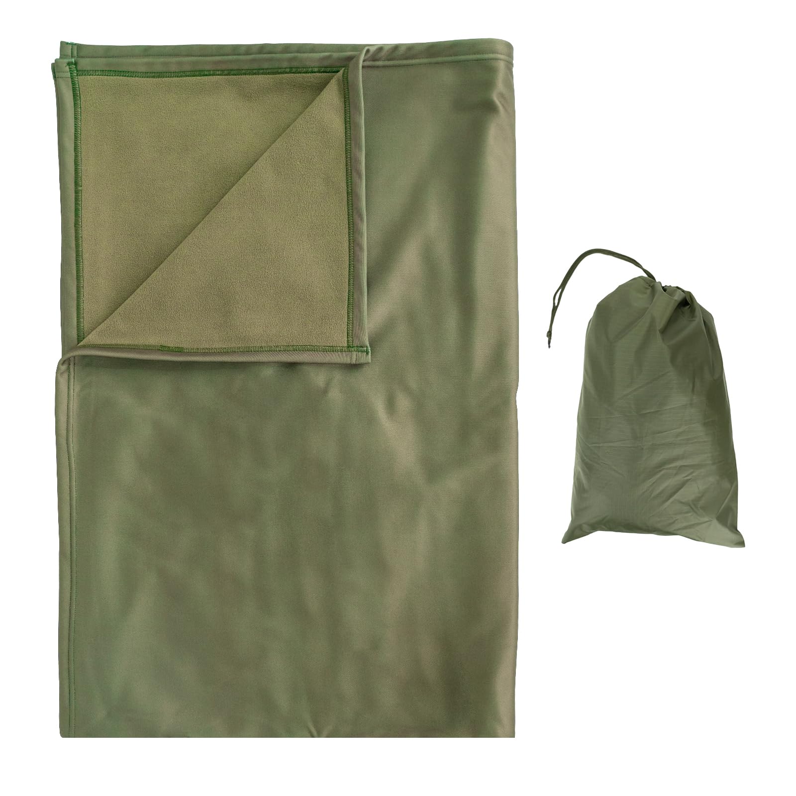 LOOGU Camping Blanket -Olive Green Polar Fleece 1