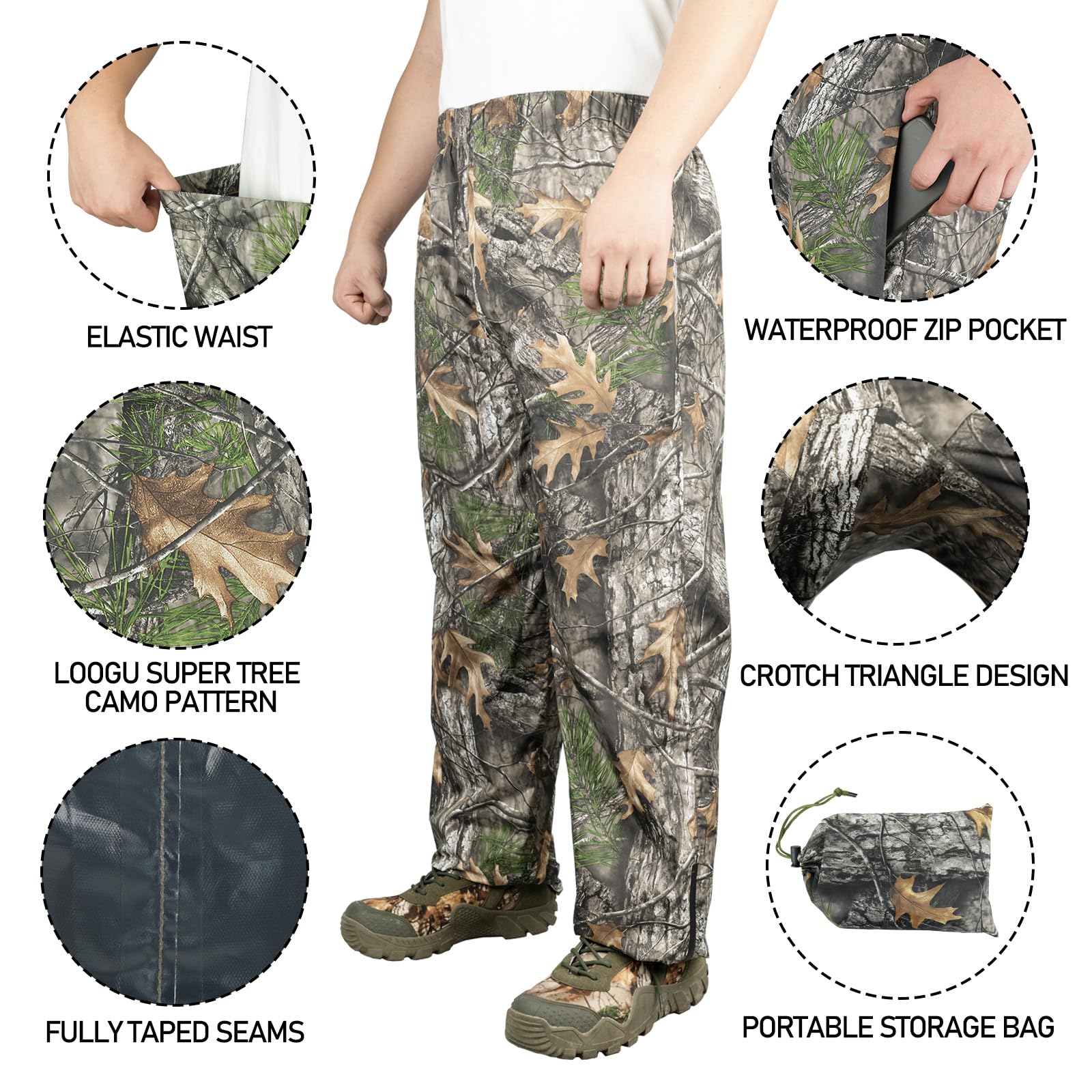 LOOGU Camo Rain Pants SUPER Tree