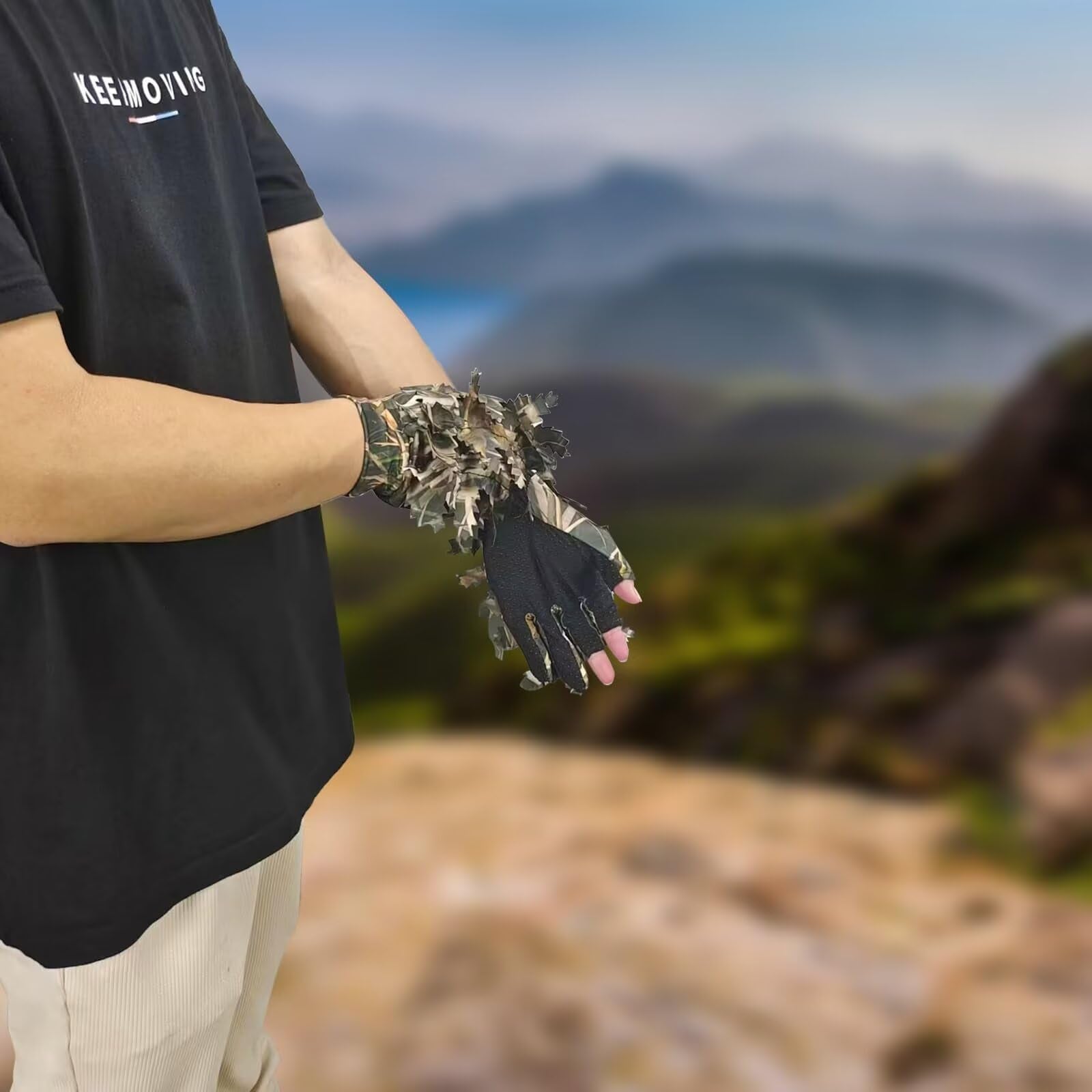 LOOGU Camouflage Hunting Gloves Grass Shadow