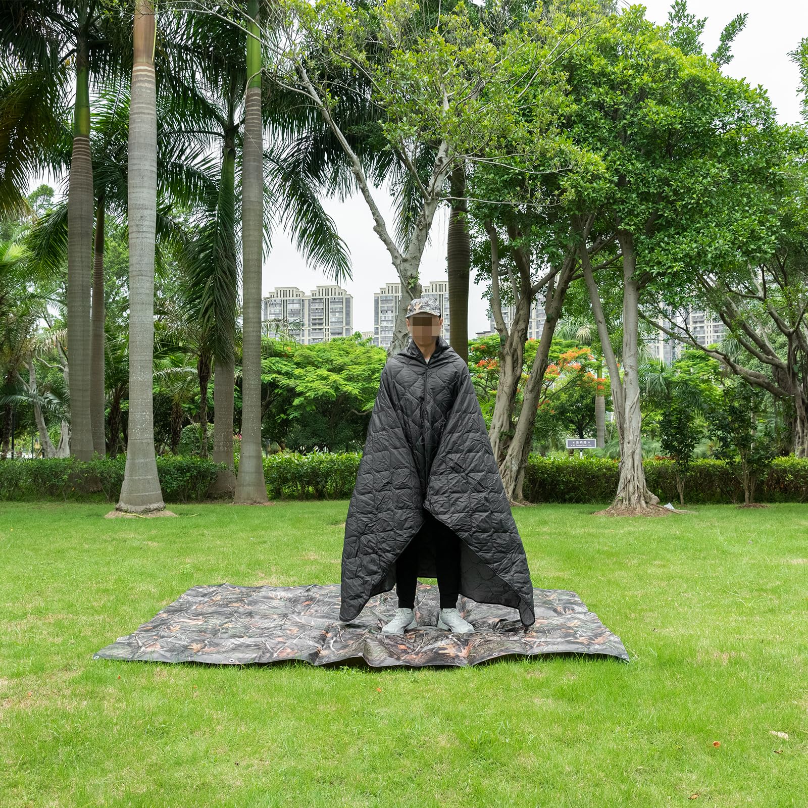 LOOGU Camping Blanket - Black+Grey upgrade Package