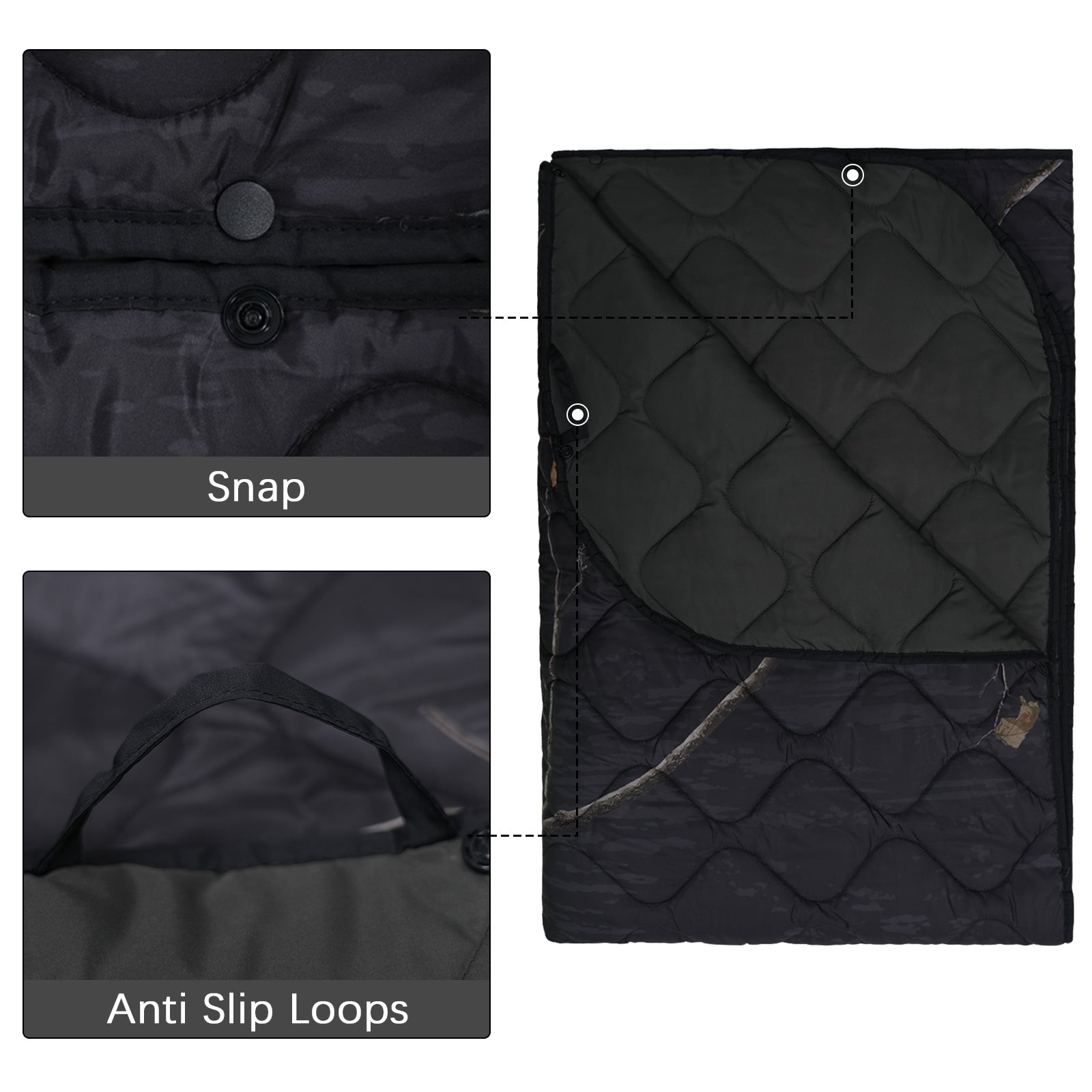 LOOGU – couverture camouflage Woobie imperméable, doublure de poncho pour le camping en plein air, la randonnée, la chasse, la survie, la randonnée, le pique-nique