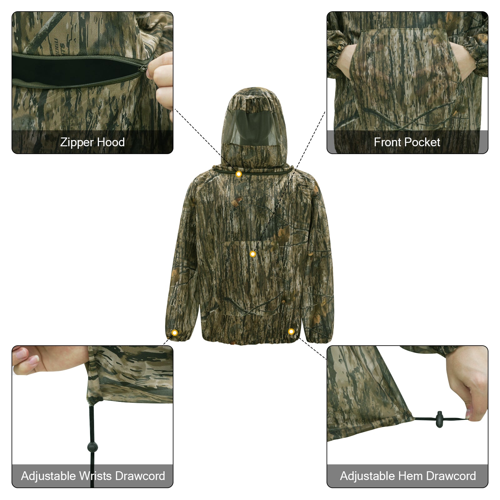 LOOGU Mosquito Suits-Bark & Dead Leaf Camo