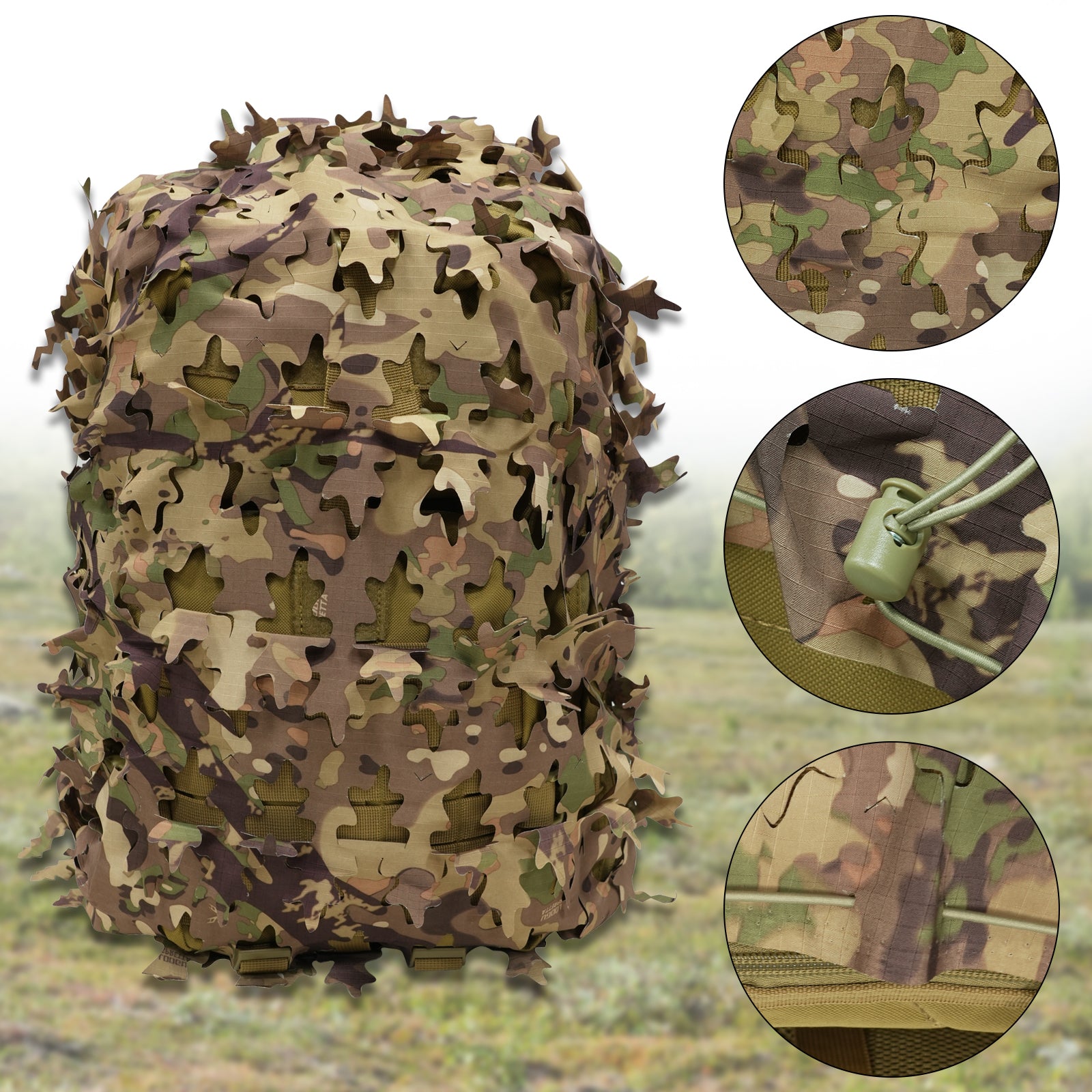 LOOGU Camo Tactical Backpack Cover Oak Leaf