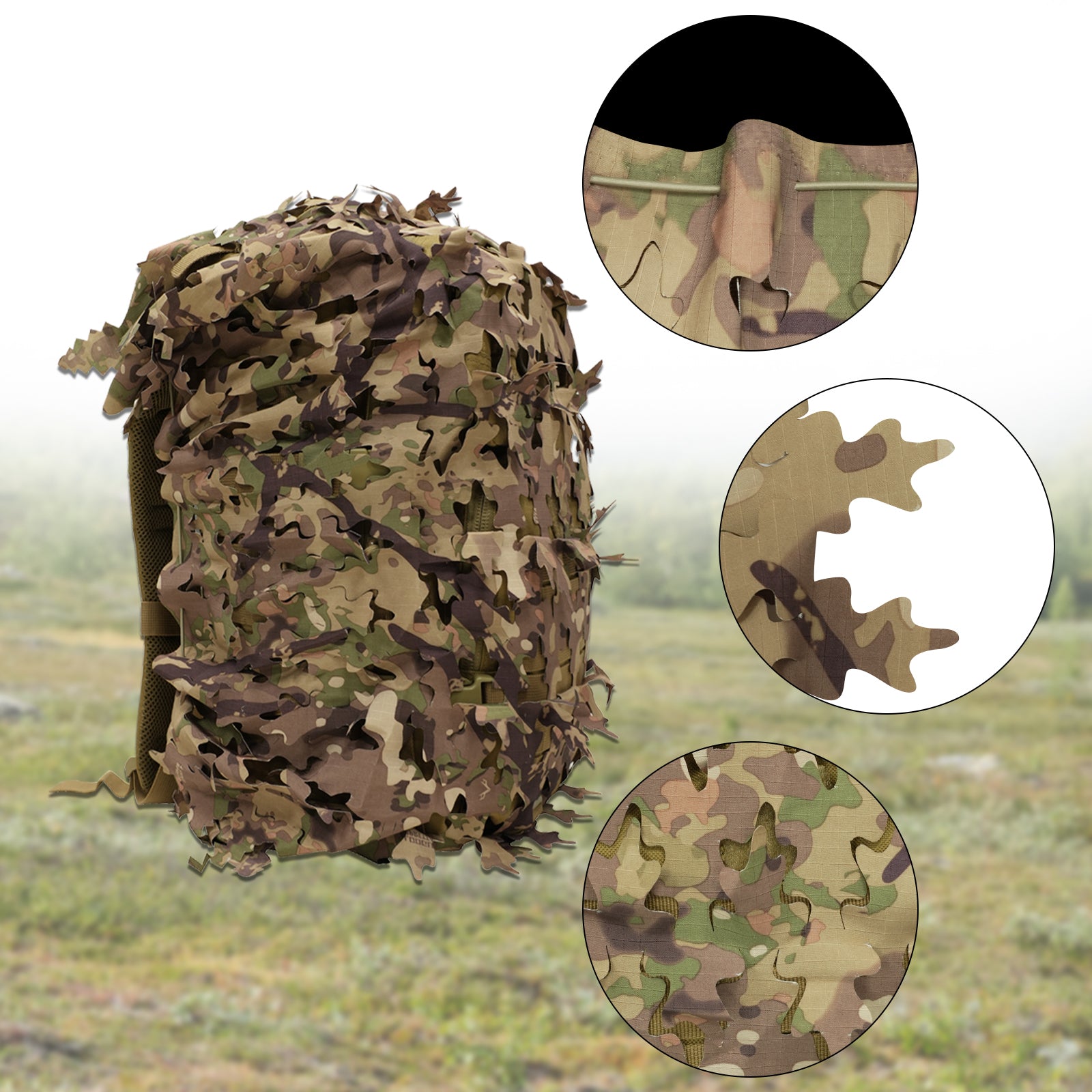 LOOGU Camo Tactical Backpack Cover Oak Leaf