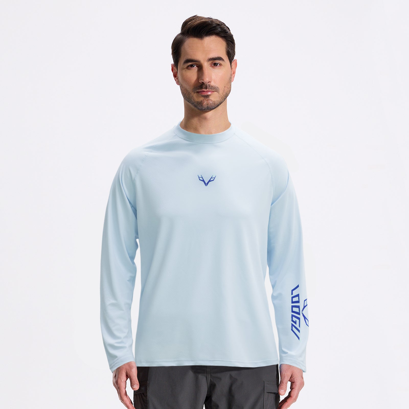 LOOGU Men’s Fishing Long Sleeve Shirt-Lake Blue T31-LG