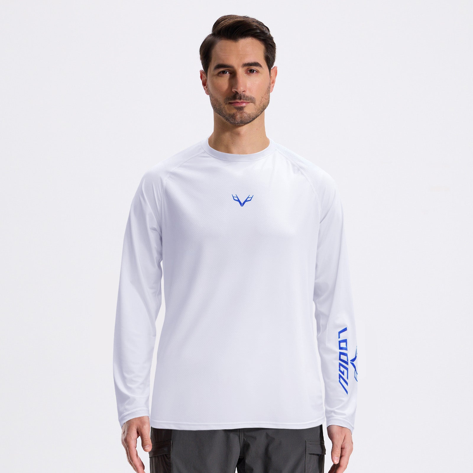 LOOGU Men’s Fishing Long Sleeve Shirt-White T31-LG