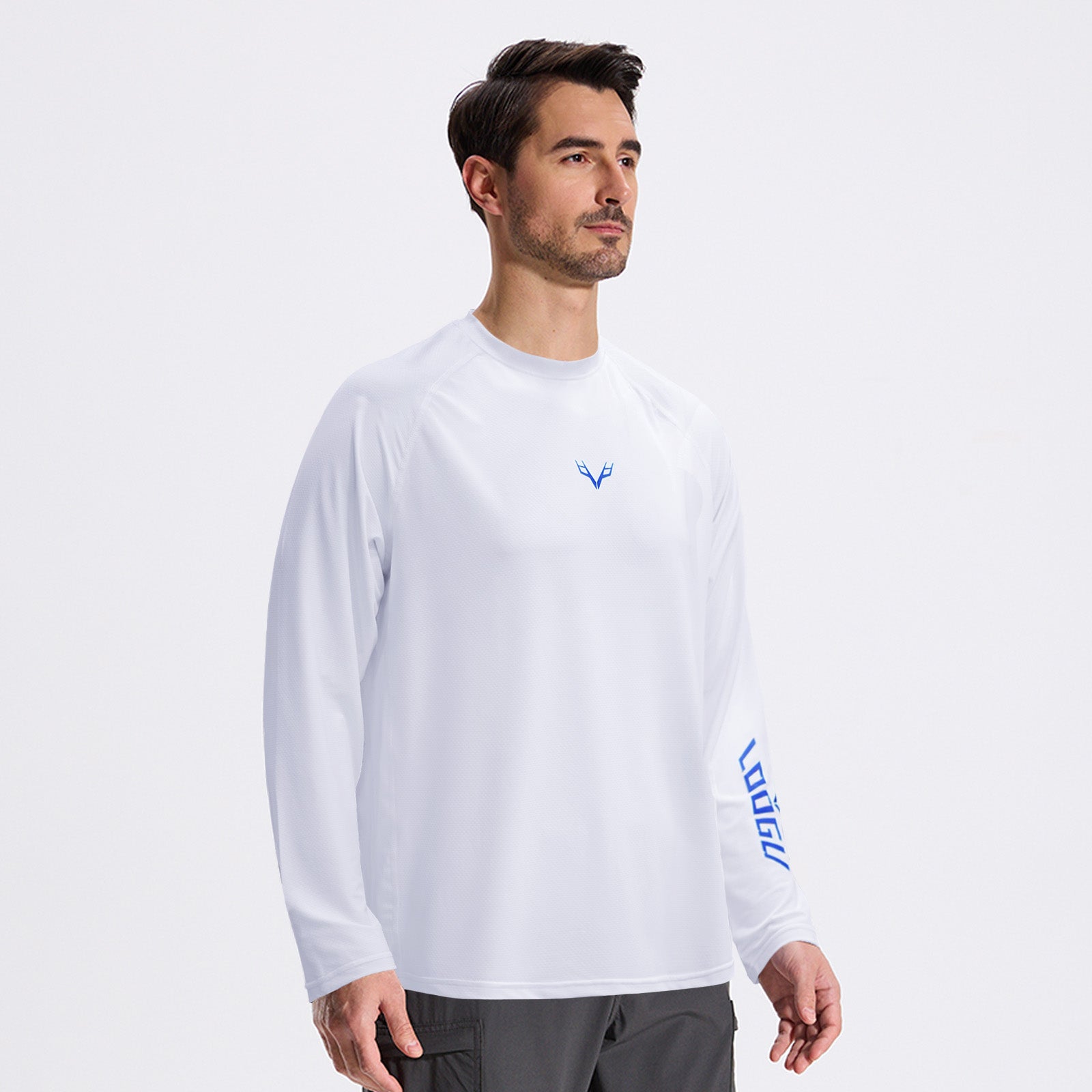 LOOGU Men’s Fishing Long Sleeve Shirt-White T31-LG