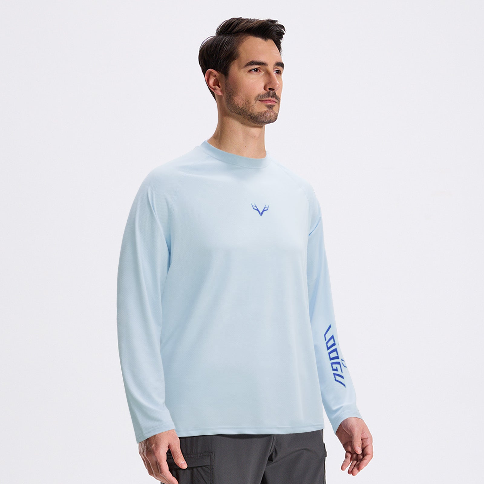 LOOGU Men’s Fishing Long Sleeve Shirt-Lake Blue T31-LG