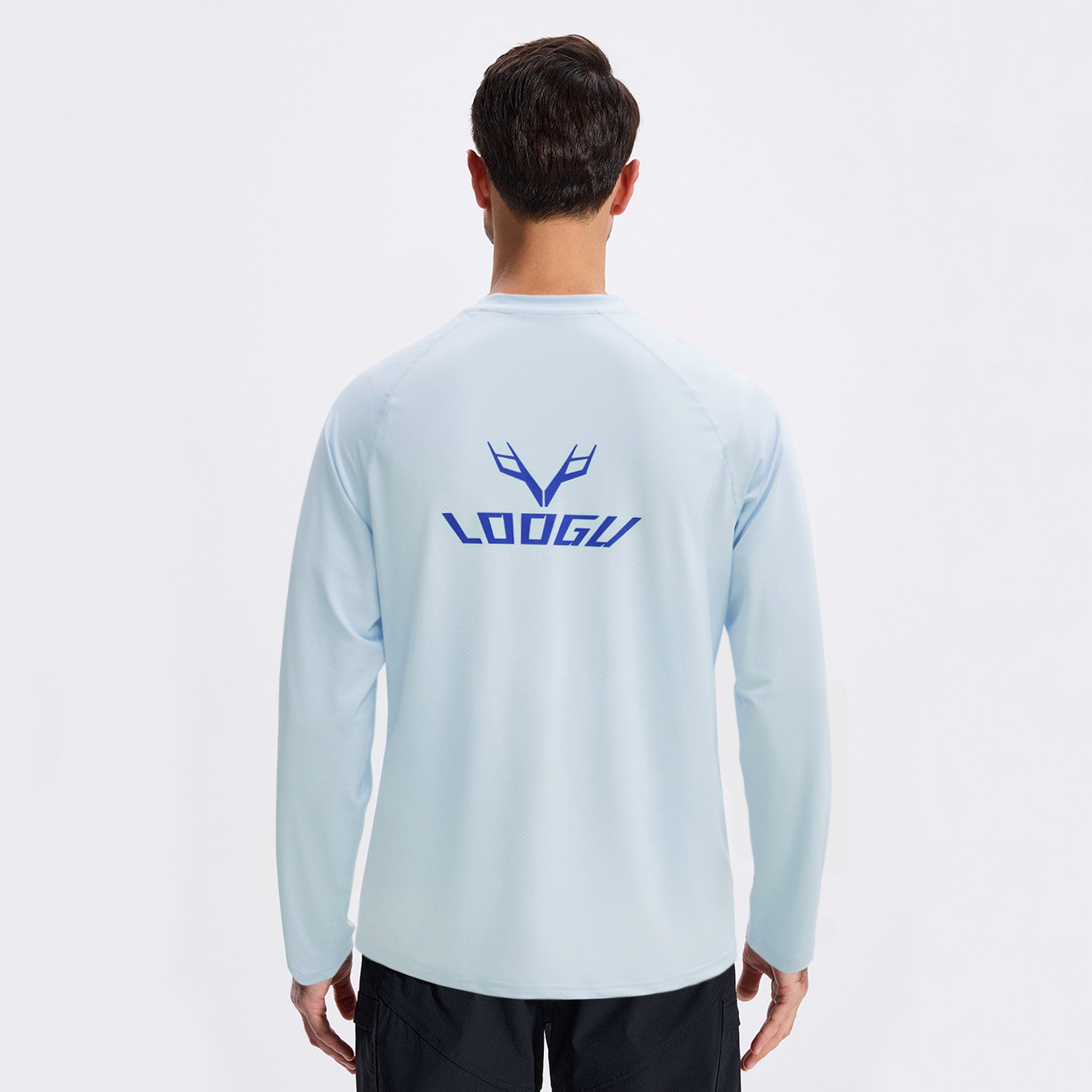 LOOGU Men’s Fishing Long Sleeve Shirt-Lake Blue T31-LG