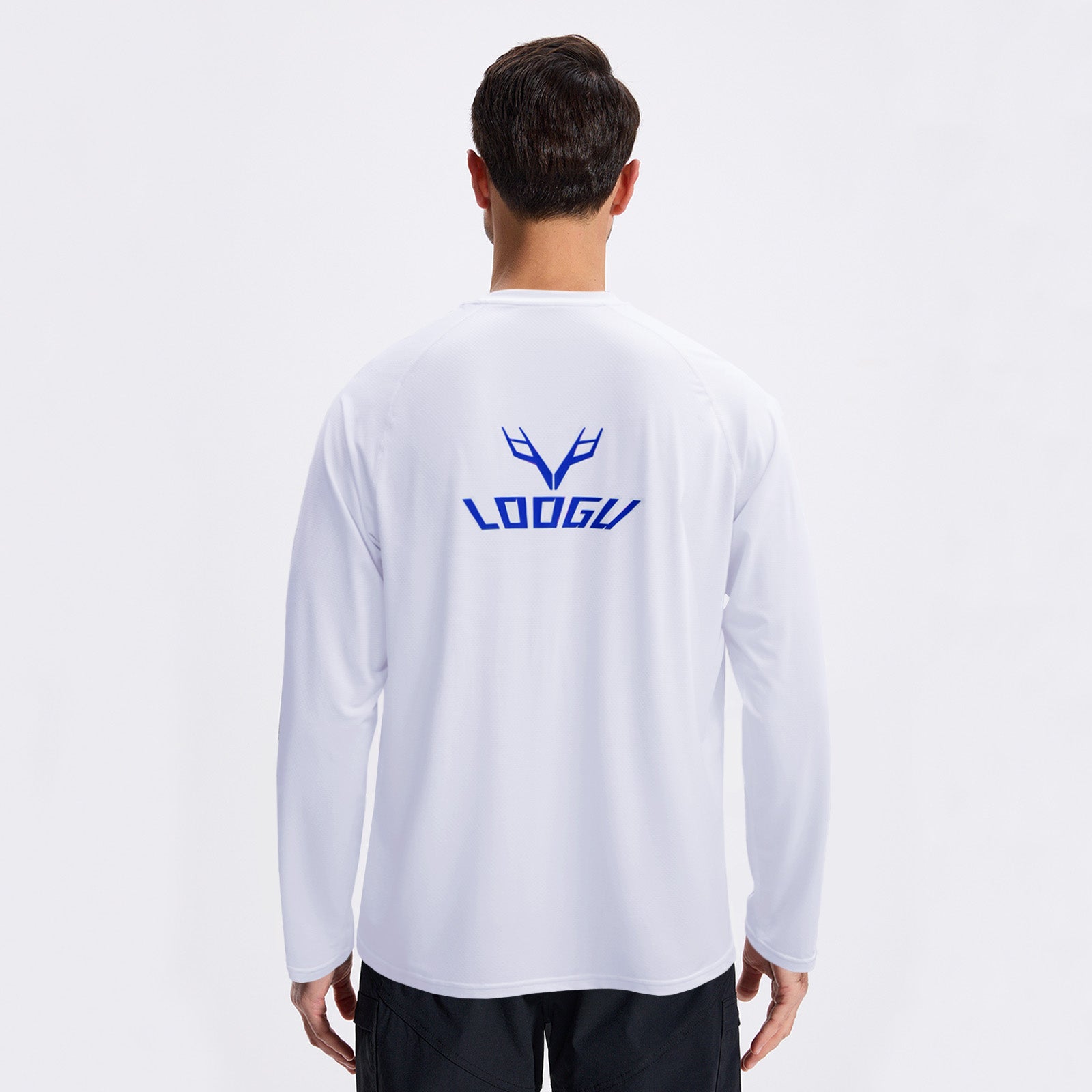 LOOGU Men’s Fishing Long Sleeve Shirt-White T31-LG