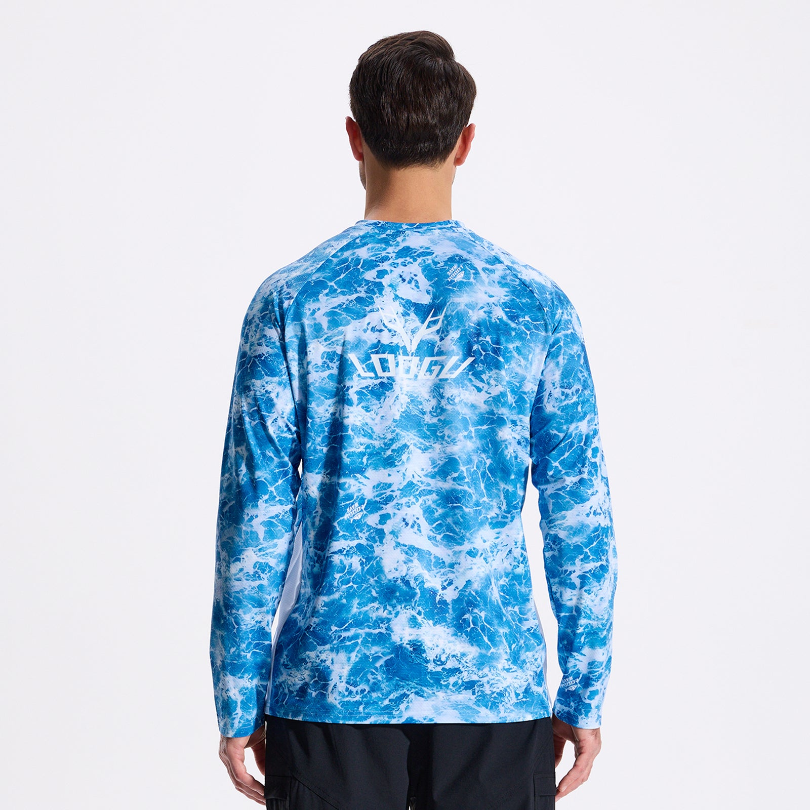 LOOGU Men’s Fishing Long Sleeve Shirt-Wave Blue T31-LG