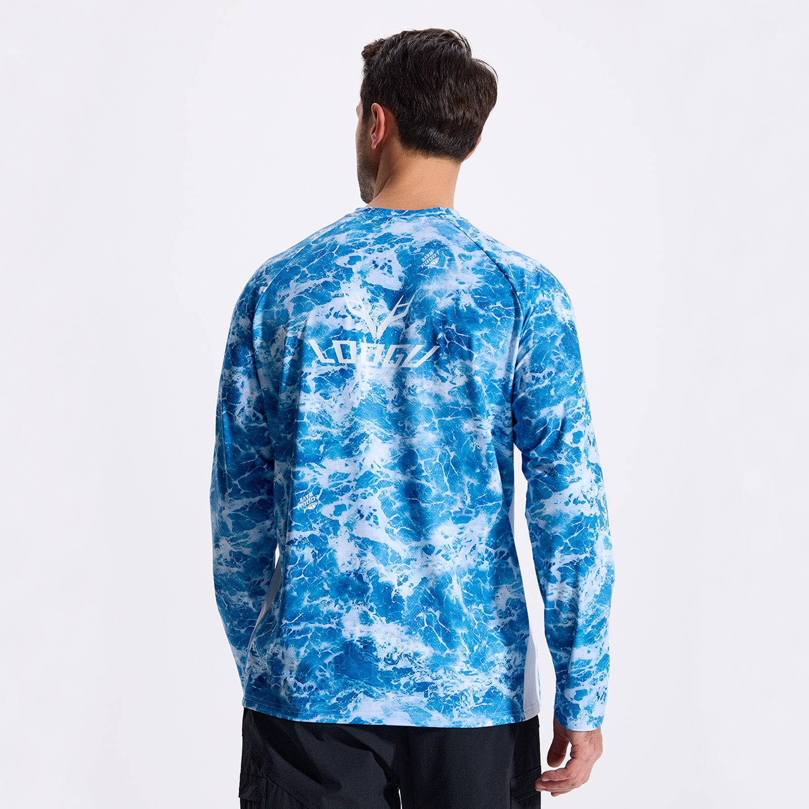 LOOGU Men’s Fishing Long Sleeve Shirt-Wave Blue T31-LG