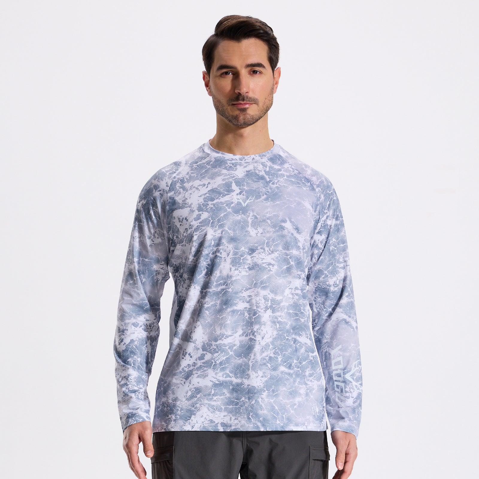 LOOGU Men’s Fishing Long Sleeve Shirt-Wave Grey T31-LG