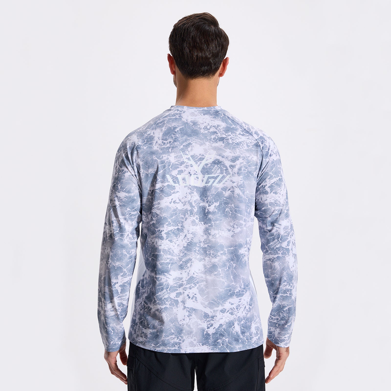 LOOGU Men’s Fishing Long Sleeve Shirt-Wave Grey T31-LG
