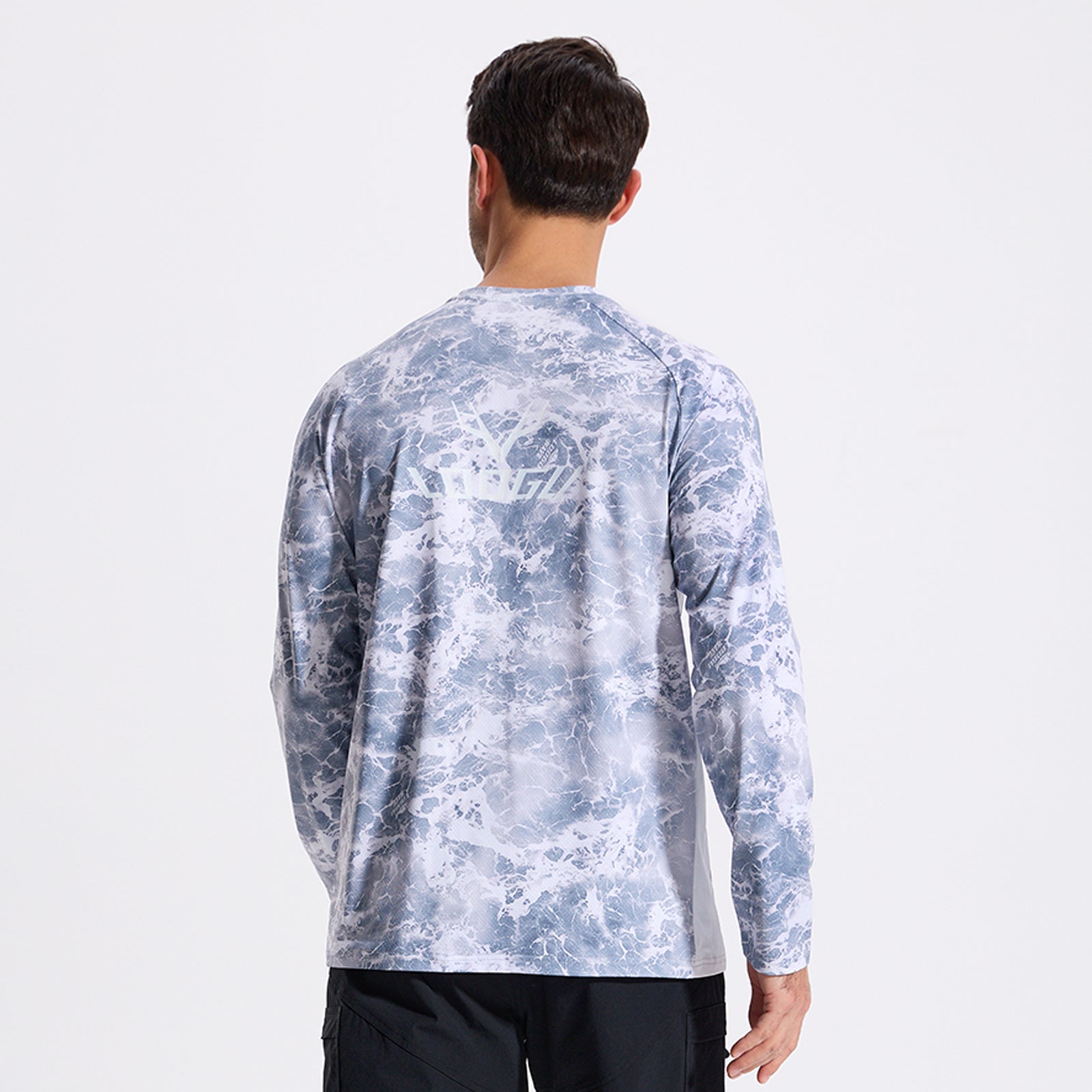 LOOGU Men’s Fishing Long Sleeve Shirt-Wave Grey T31-LG