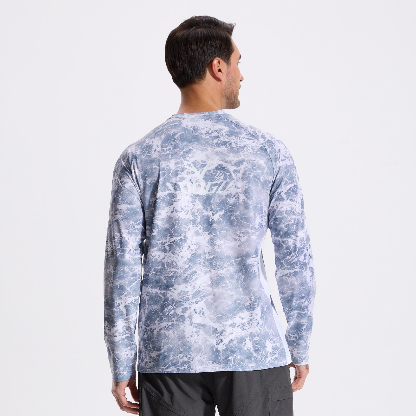 LOOGU Men’s Fishing Long Sleeve Shirt-Wave Grey T31-LG