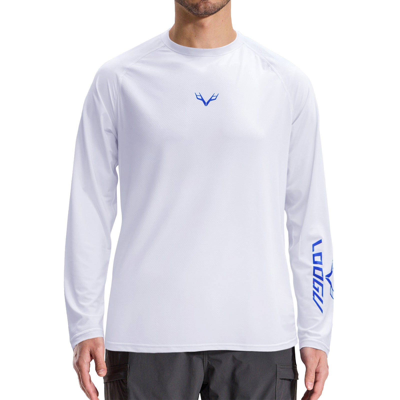 LOOGU Men’s Fishing Long Sleeve Shirt-White T31-LG